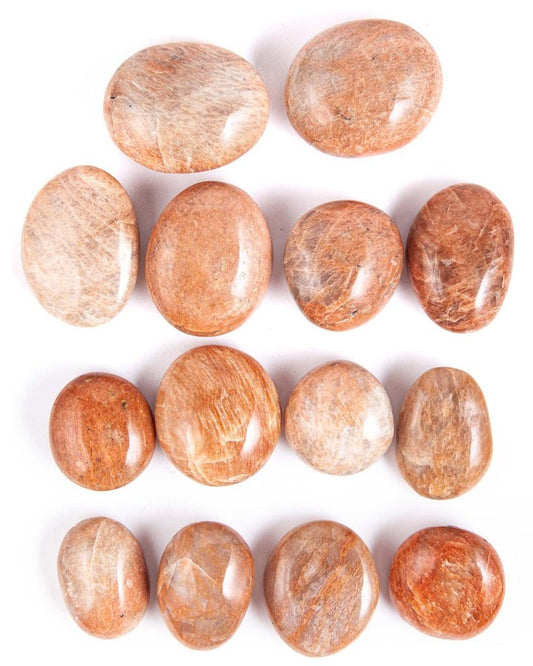 Hand Polished Peach Moonstone Palm Stone for Emotional Healing - Unique Madagascar Stone Approx 30-60mm - Crystals for everyone • Crystals And Cord