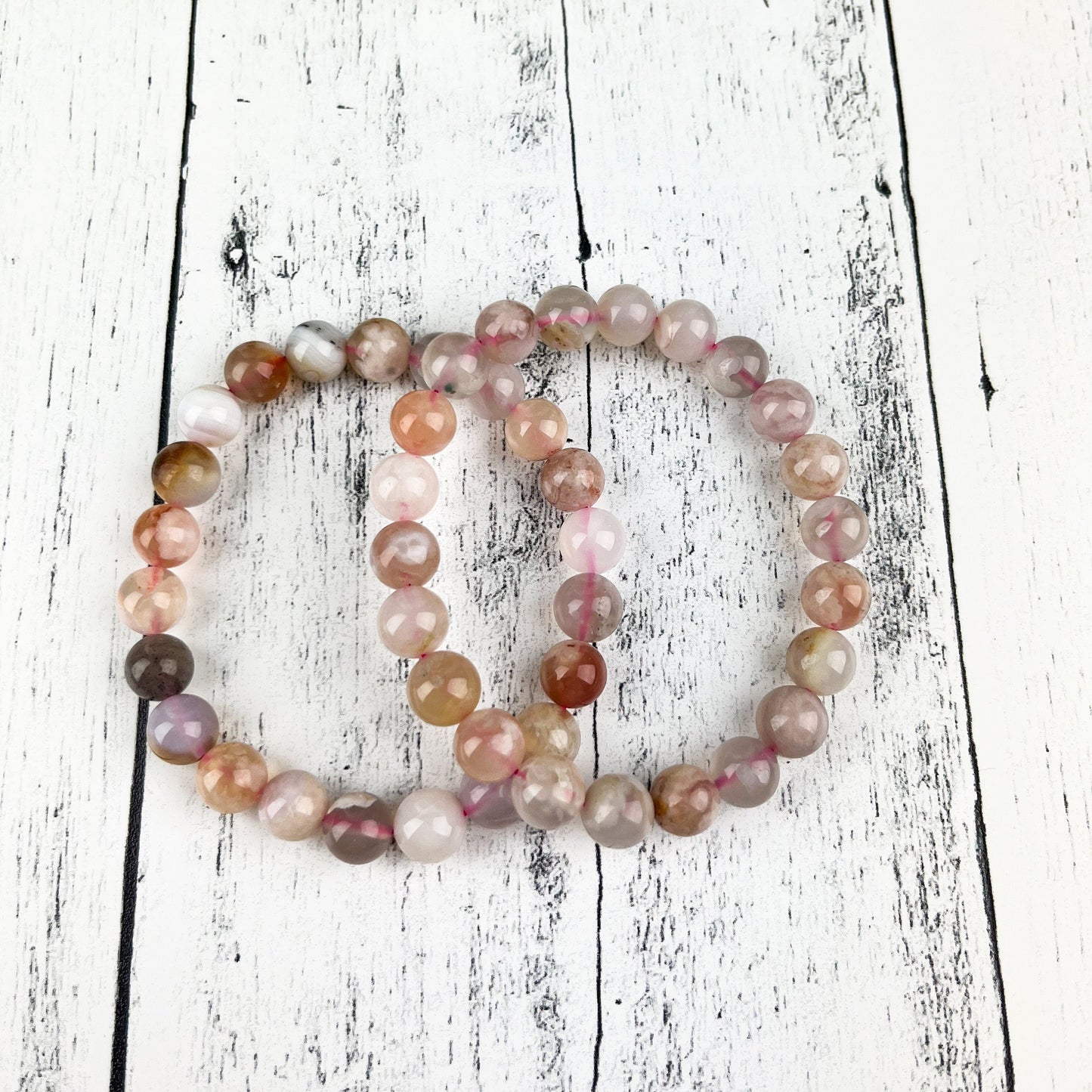 Flower Agate Gemstone Bracelet 8mm