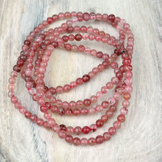 Red Aventurine Bracelet 4mm Beads • Crystal Healing Stretch Bracelet • Small Gemstone Bracelet • Energy Jewelry • Root Chakra Gift - Crystals for everyone • Crystals And Cord