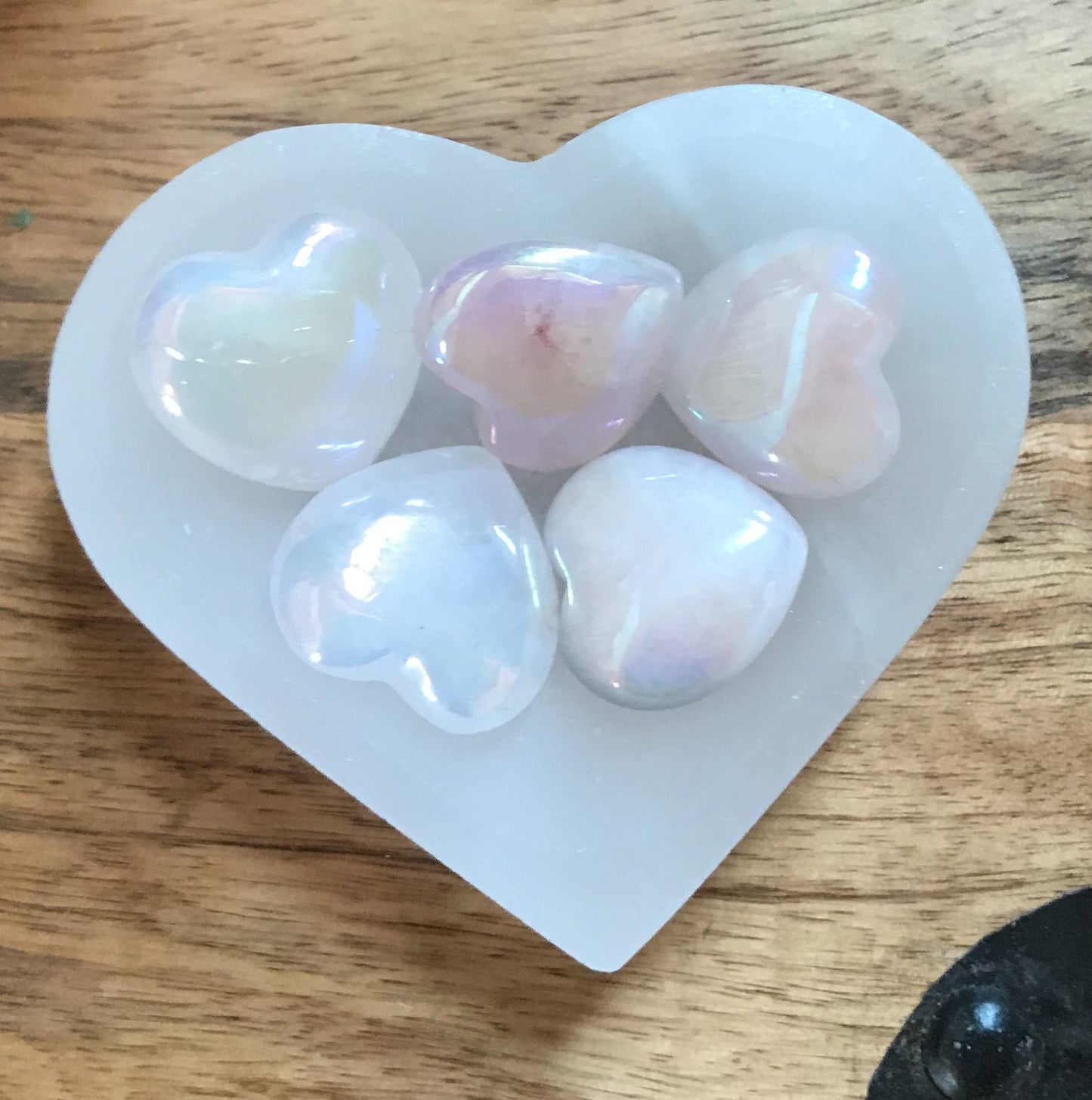 Angel Aura Rose Quartz Pocket Heart