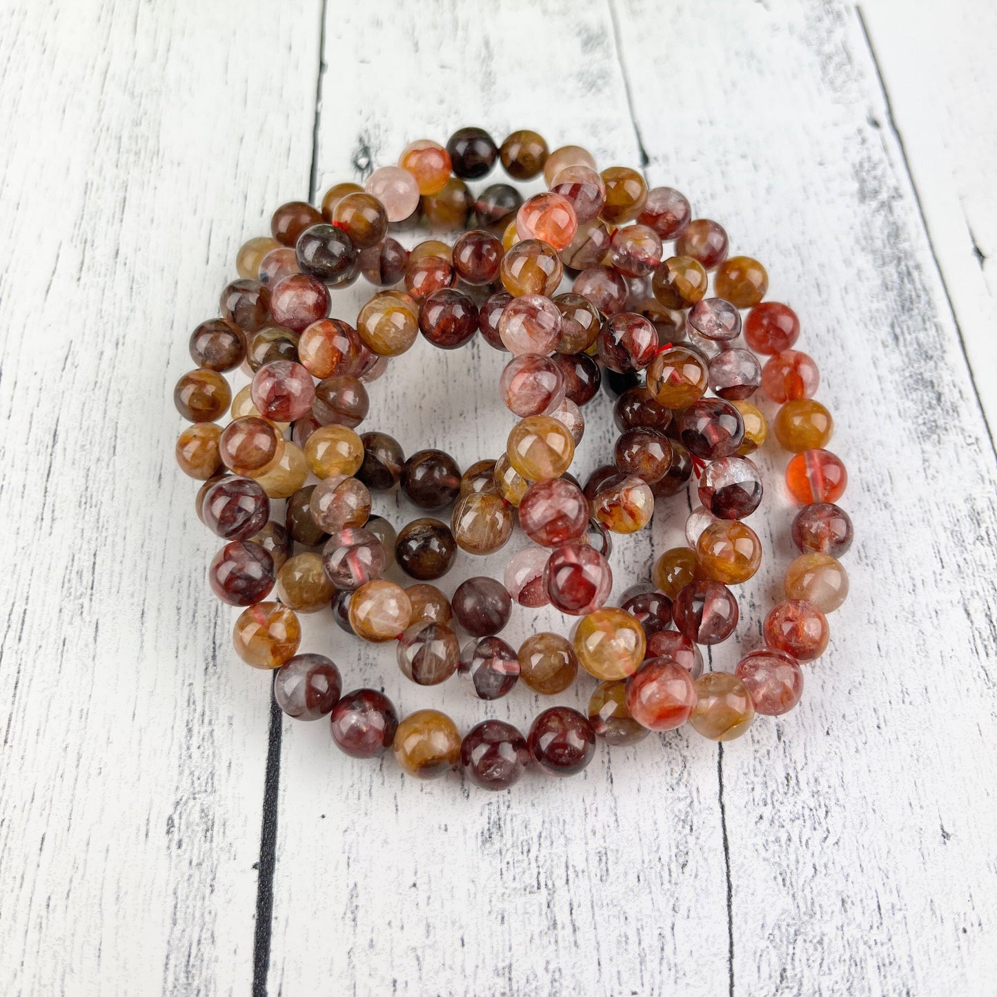 Golden Healer & Fire Quartz Gemstone Bracelet 8mm