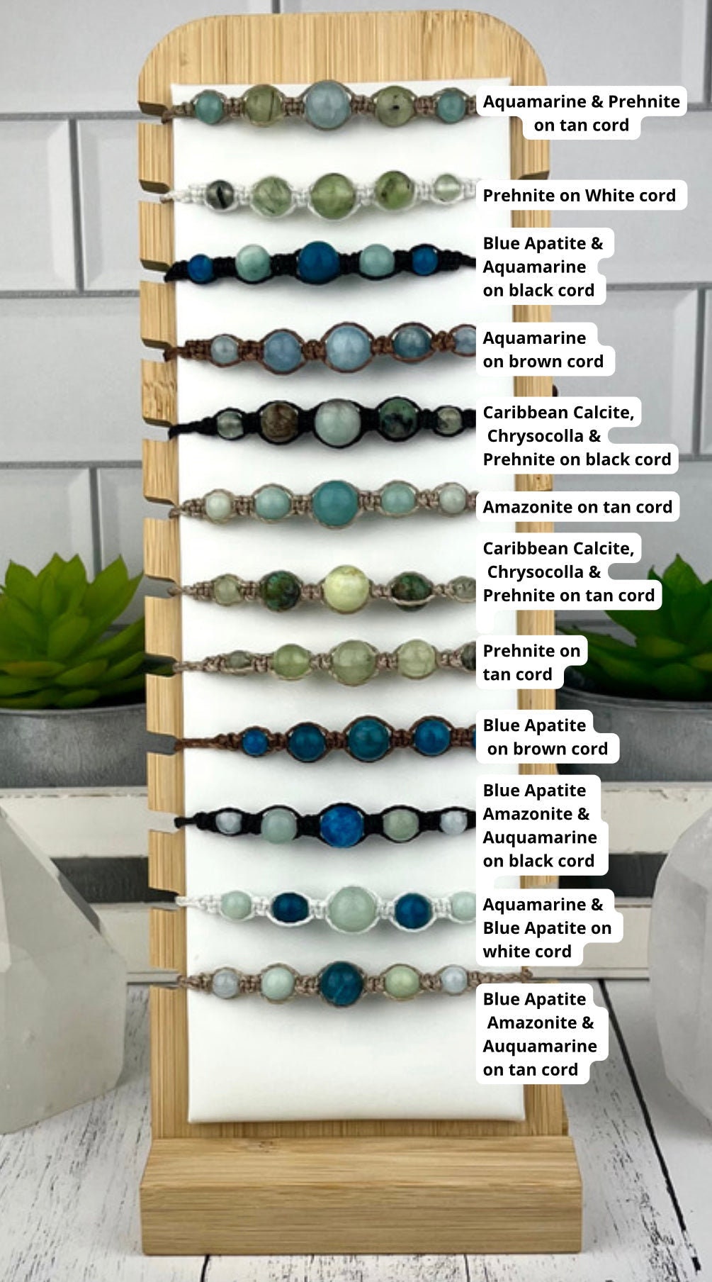 Hand Knotted Bead Bracelet with Caribbean Calcite Chrysocolla & Prehnite
