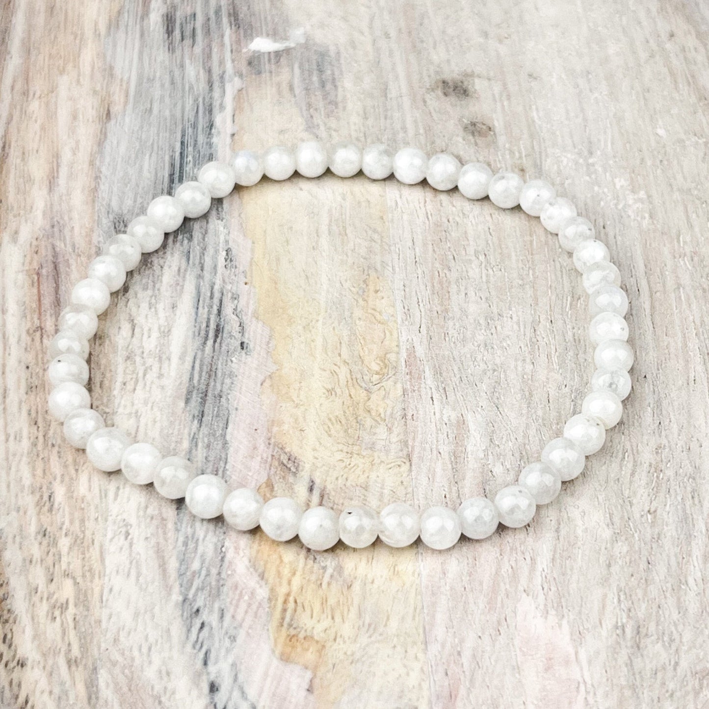 White Moonstone Gemstone Bracelet 4mm