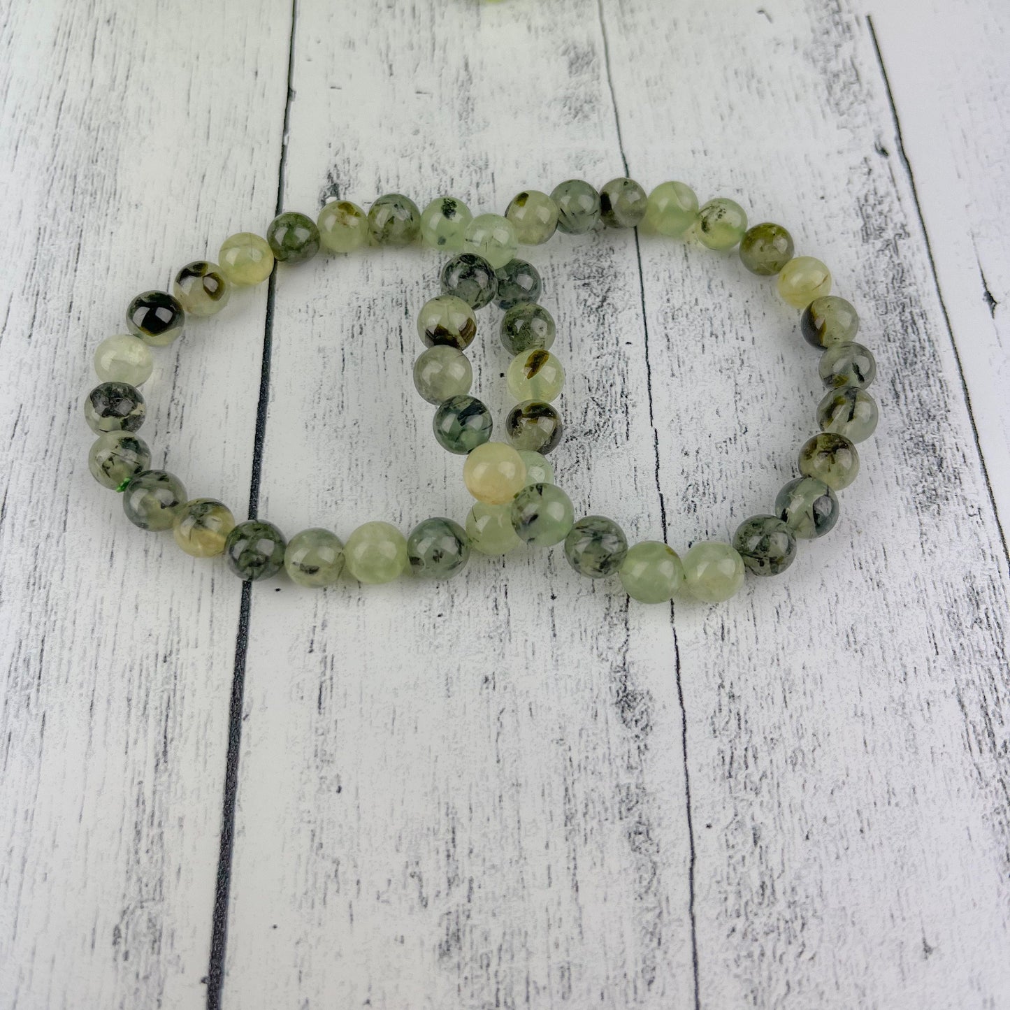 Prehnite Healing Bracelet – 8mm Light Green Natural Beads for Inner Harmony, Emotional Clarity & Spiritual Growth - Crystals for everyone • Crystals And Cord