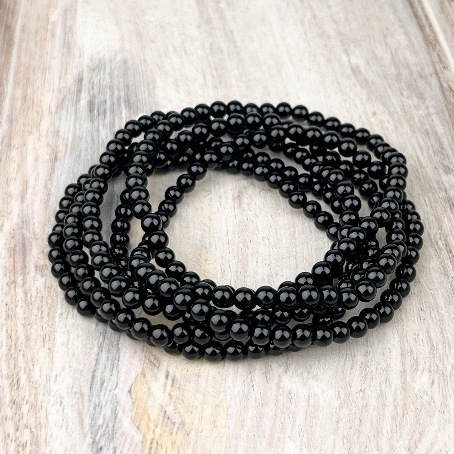 Black Tourmaline Gemstone Bracelet 4mm