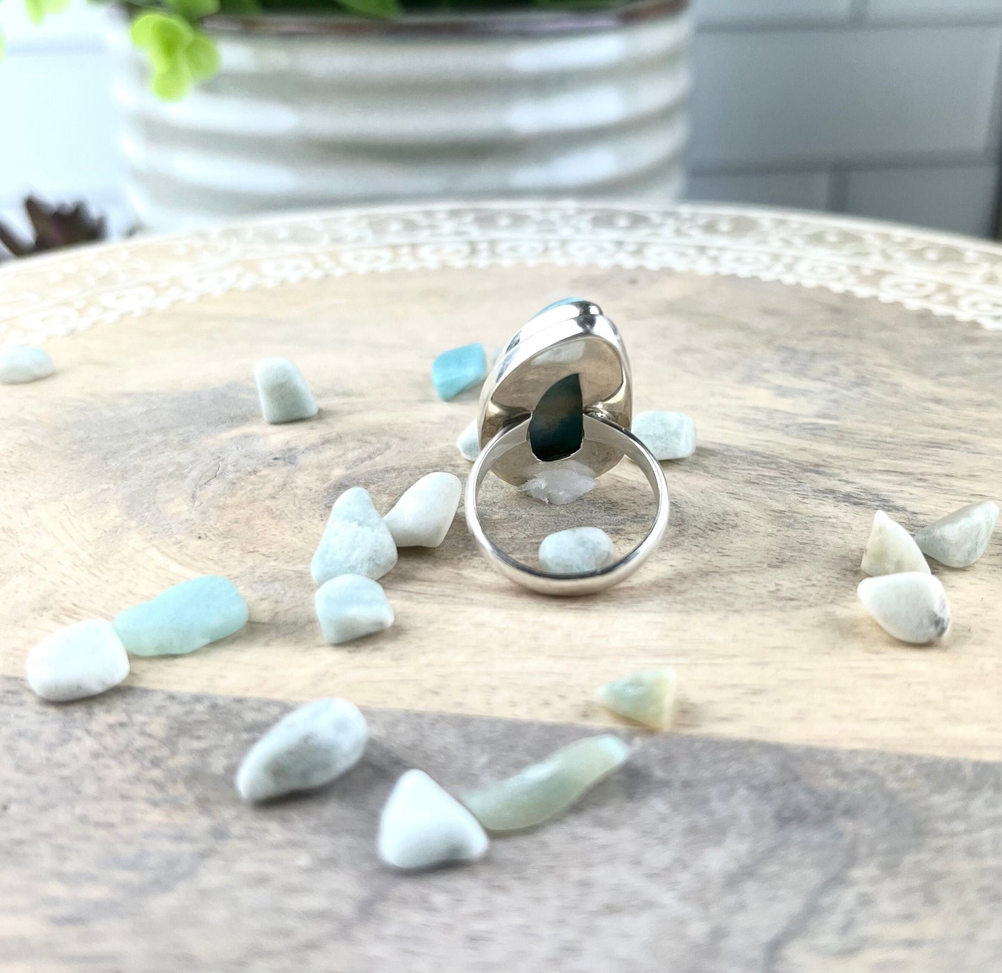 Larimar Gemstone .925 Sterling Silver Ring