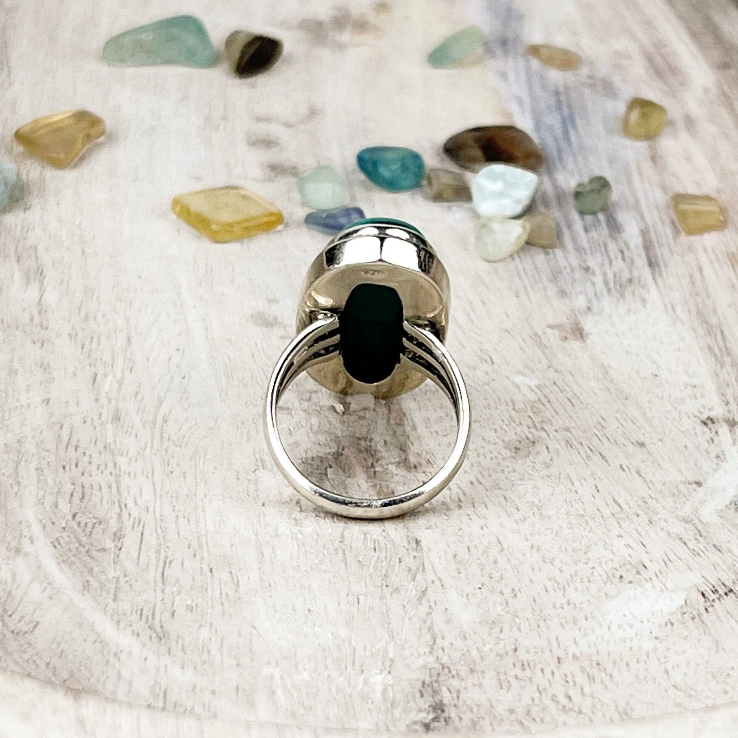 Beautiful Malachite Statement Ring in Sterling Silver Size 7 for Balance Transformation and Personal Growth with Bold Boho Gemstone Design - Crystals for everyone • Crystals And Cord