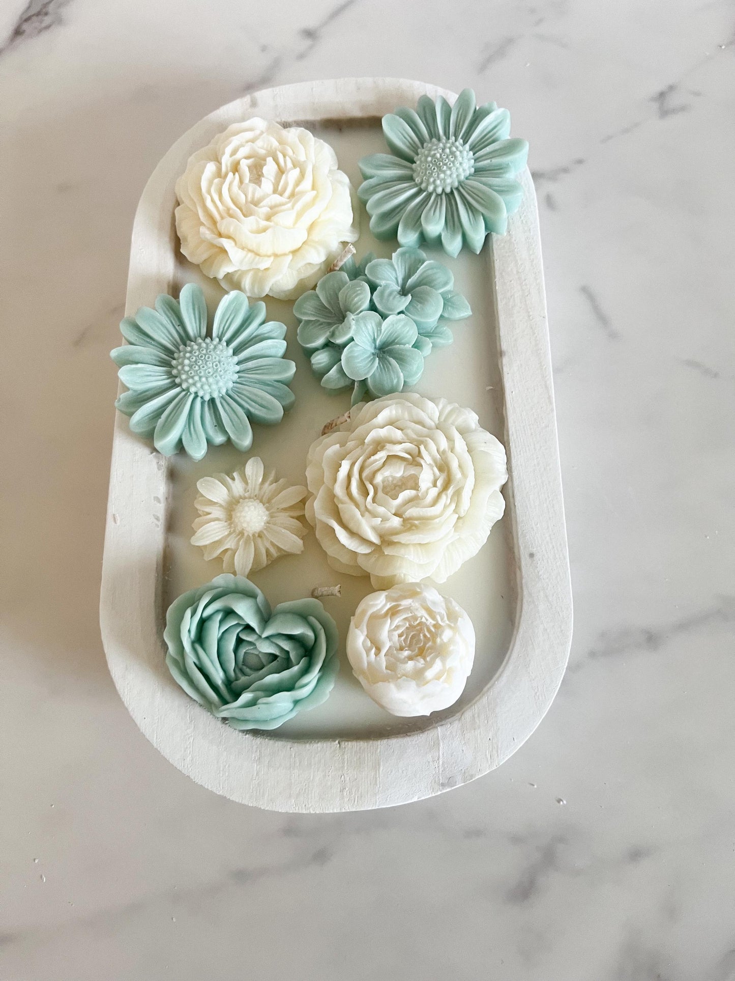 Flower Garden Candle in Dough Bowl, Hand Poured Wax, Long Lasting Candle, gift, Housewarming, wedding , anniversary