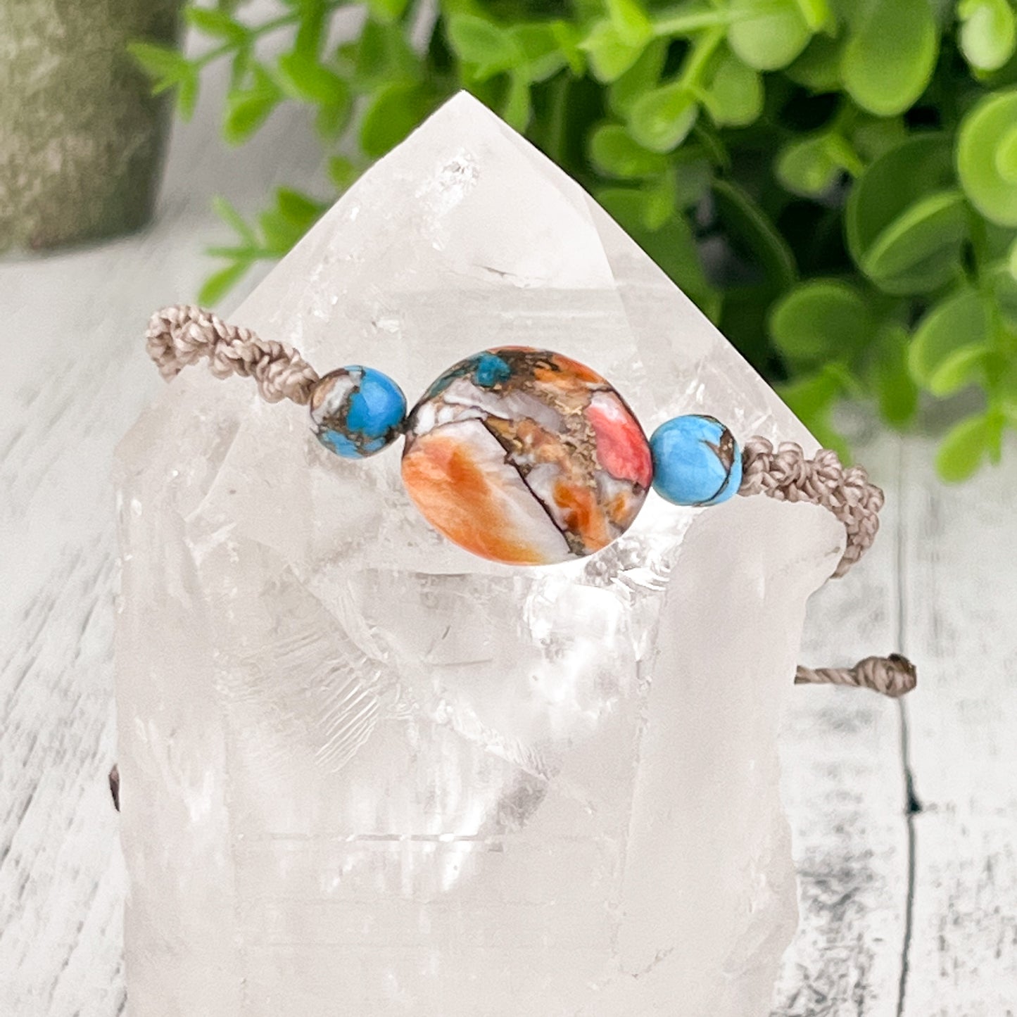 Hand Knotted Crystal Bracelet with Kingman Turquoise