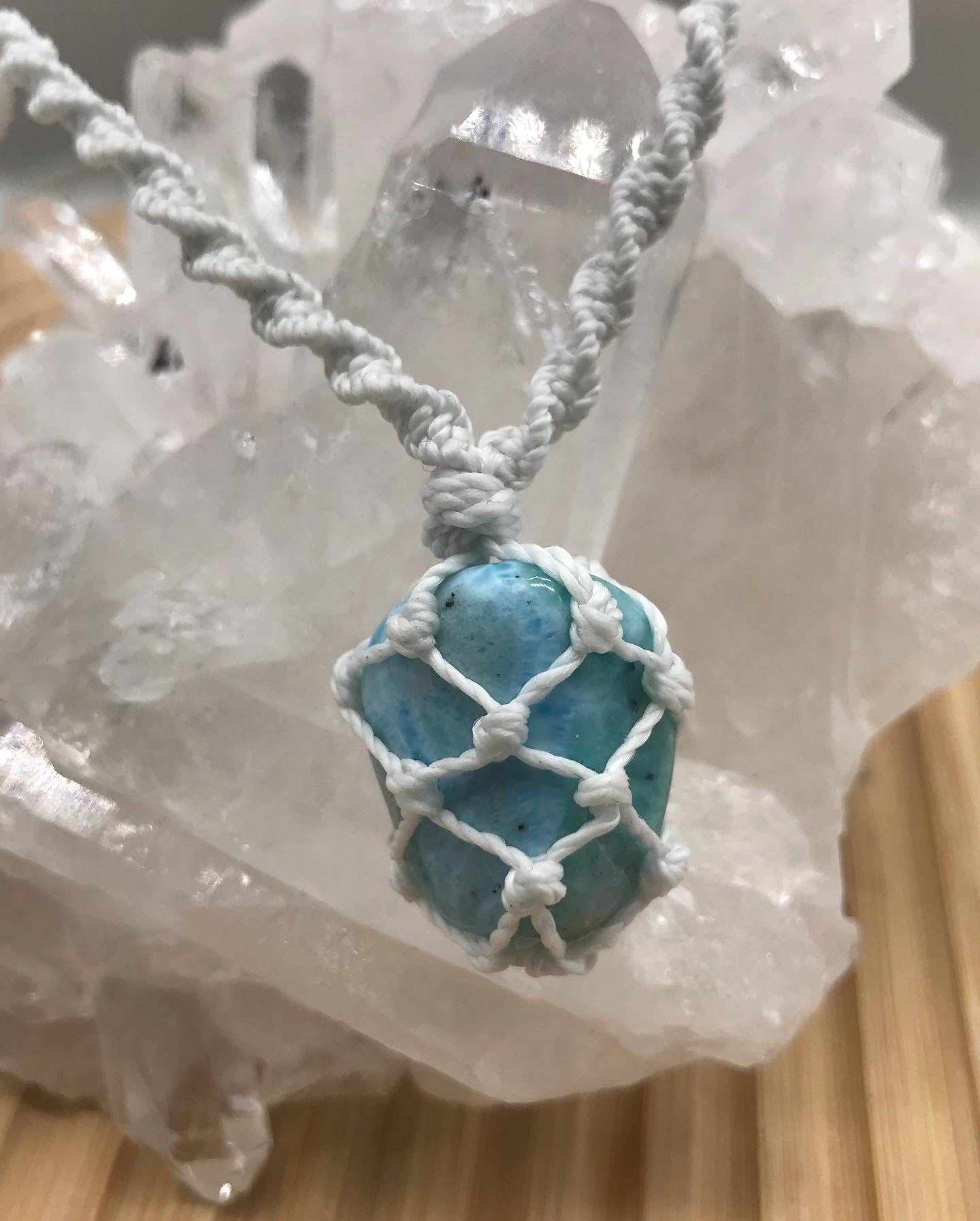 Larimar Hand Knotted Necklace Set