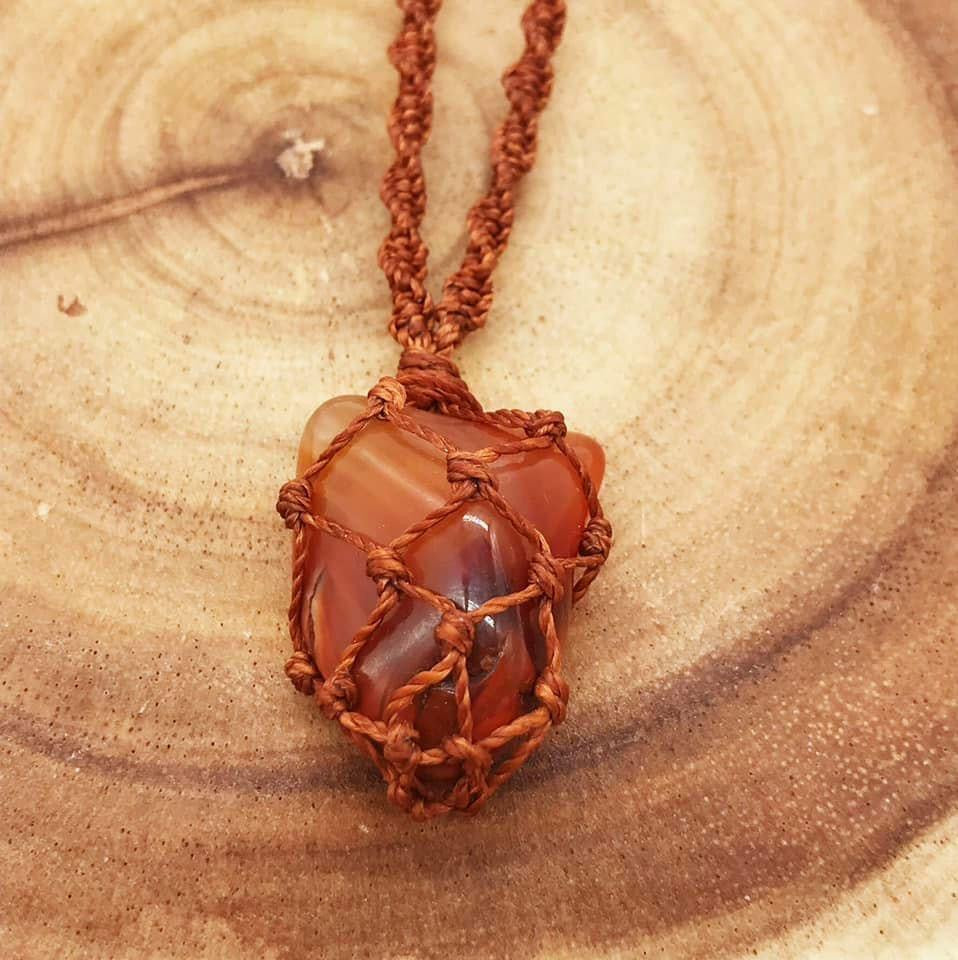 Knotted Crystal Necklace Set with Carnelian