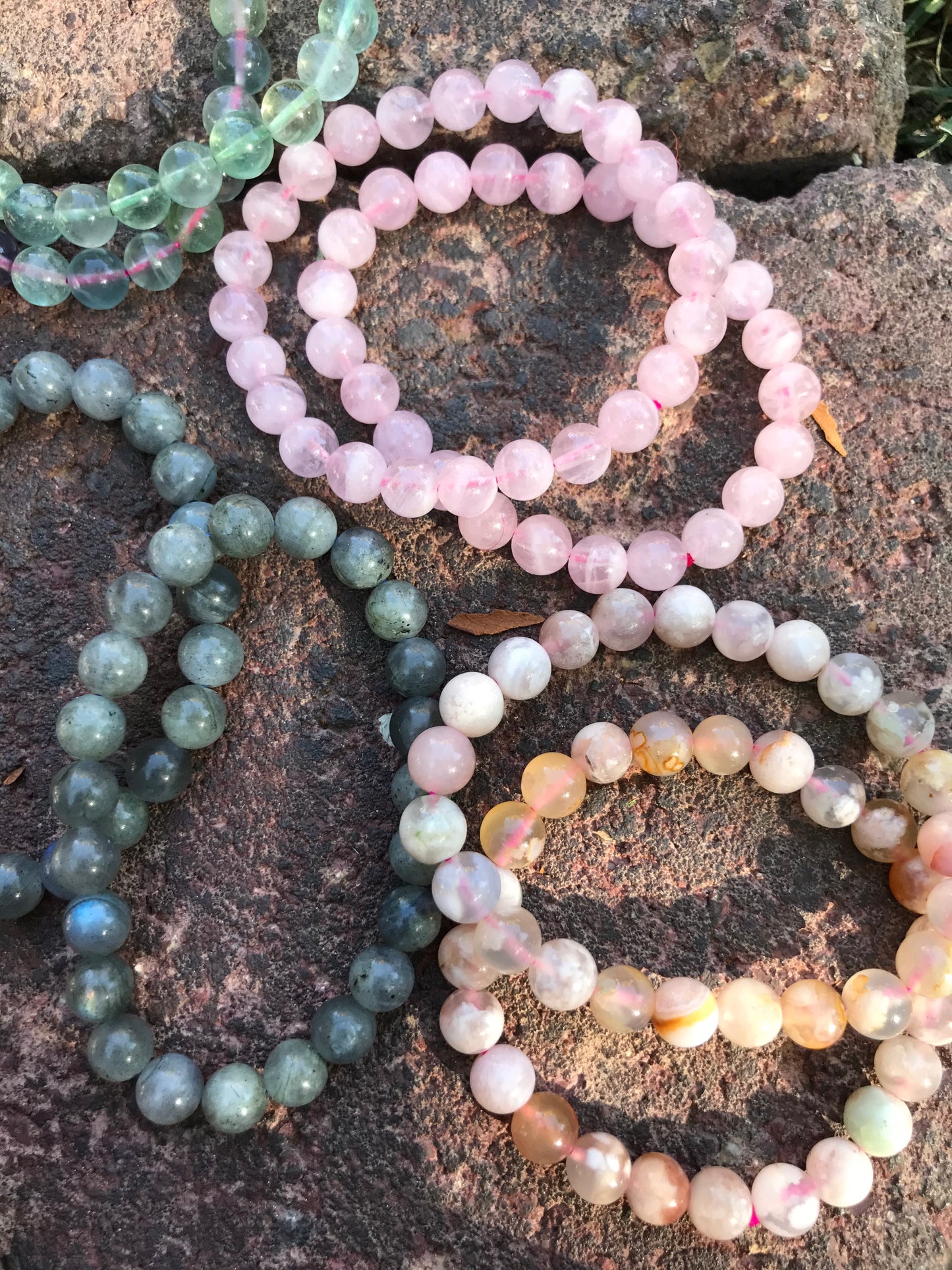 Flower Agate Gemstone Bracelet 8mm