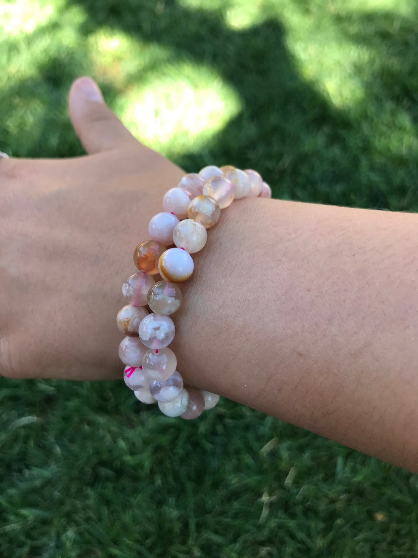 Flower Agate Gemstone Bracelet 8mm