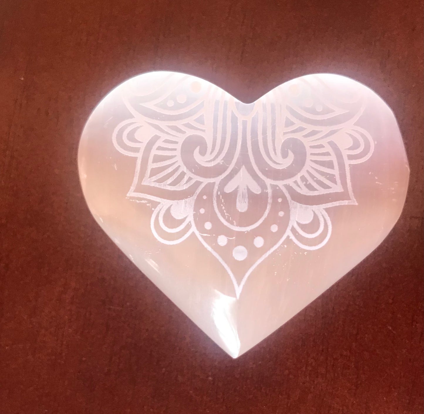 Etched Selenite Heart