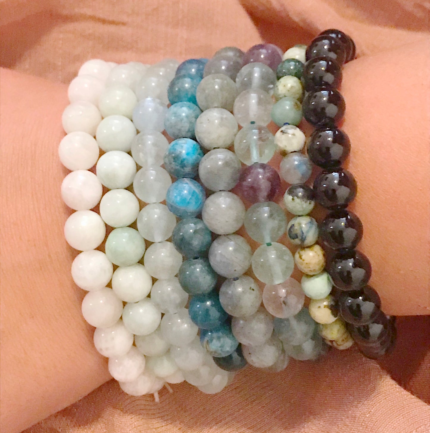 White Moonstone Gemstone Bracelet 8mm