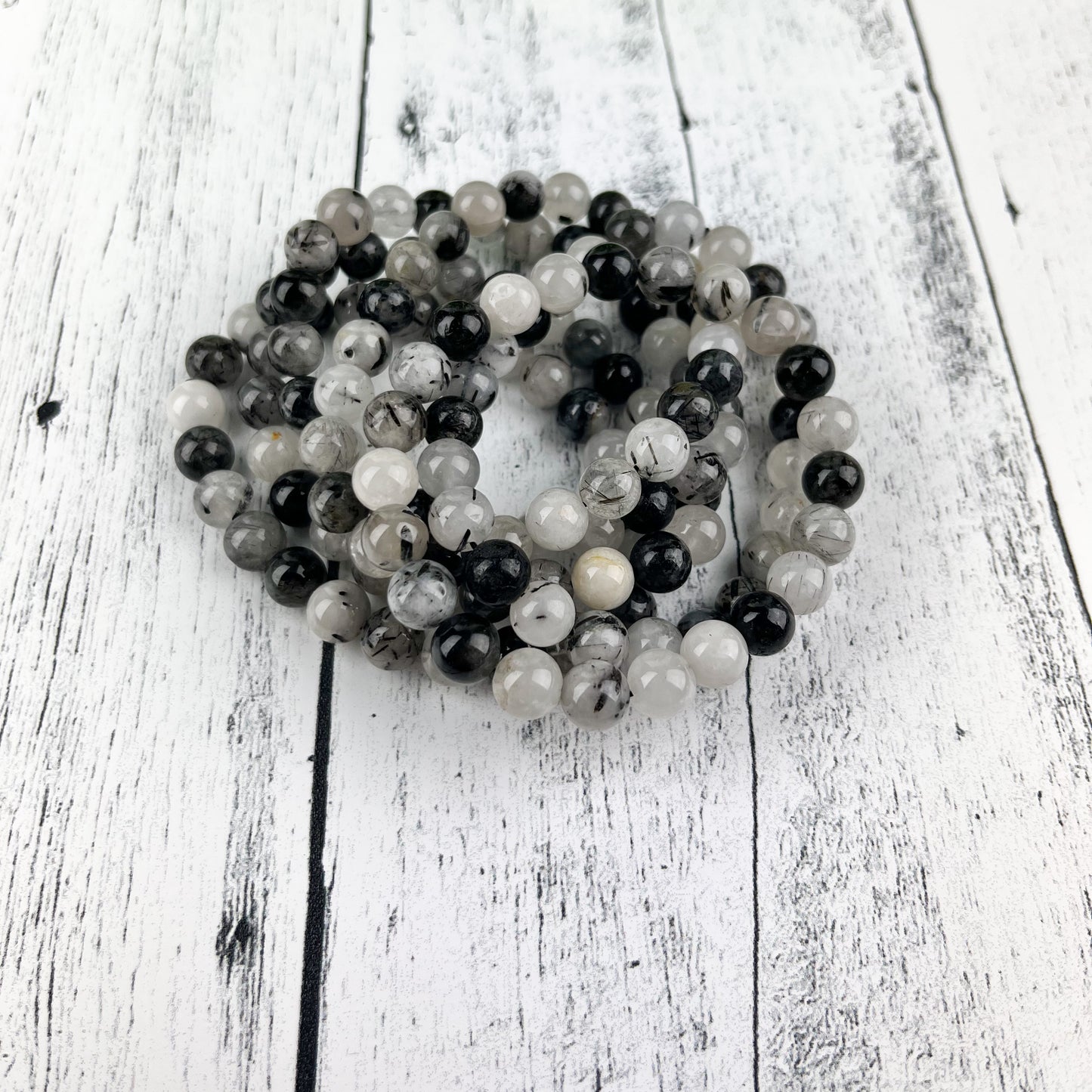 Tourmalated Quartz Gemstone Bracelet 8mm