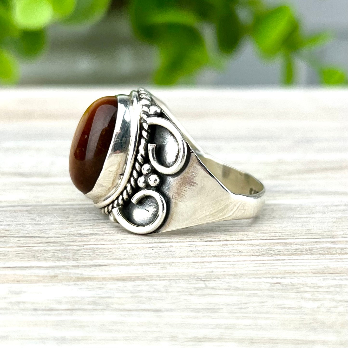 Tiger Eye Gemstone .925 Sterling Silver Ring