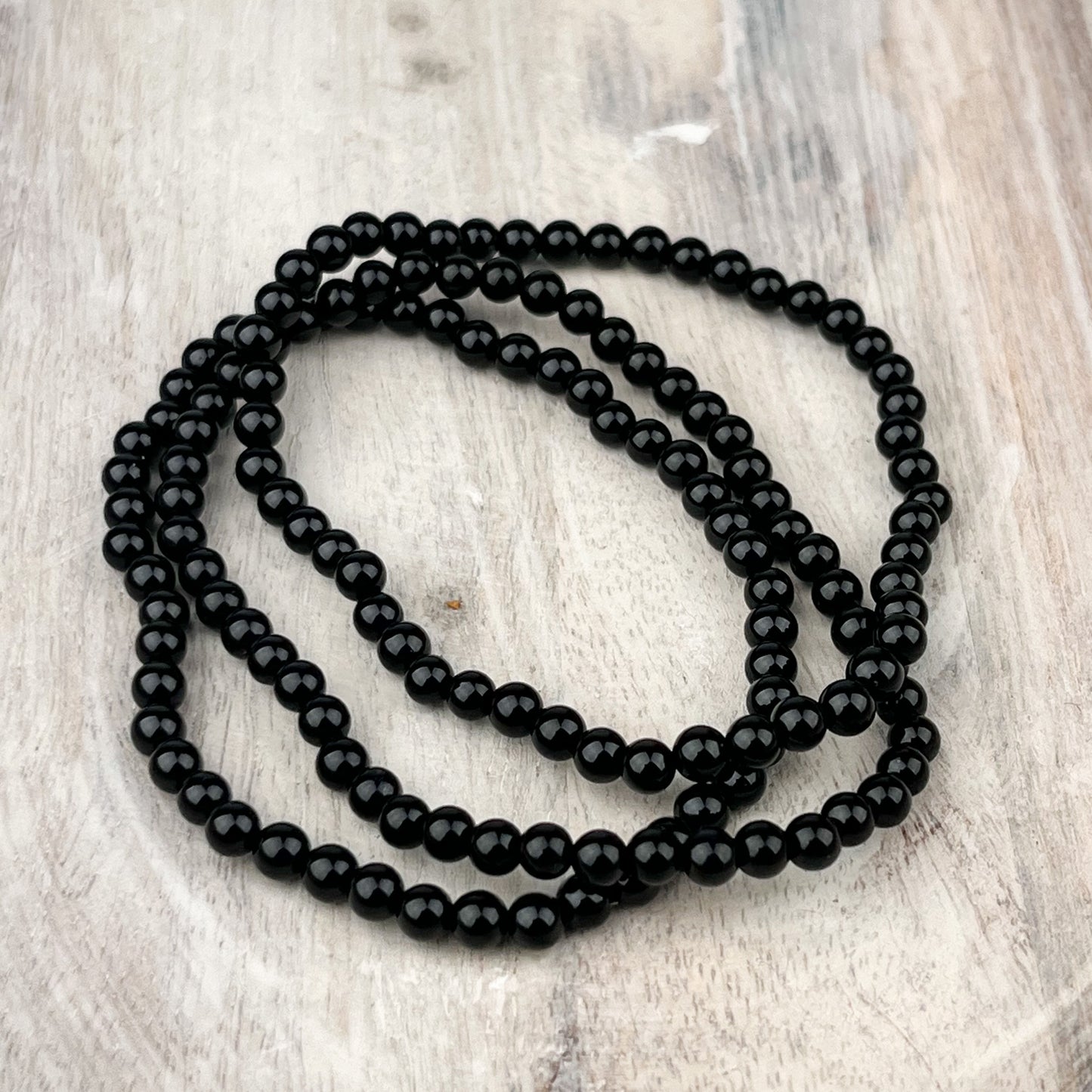 Black Tourmaline Gemstone Bracelet 4mm
