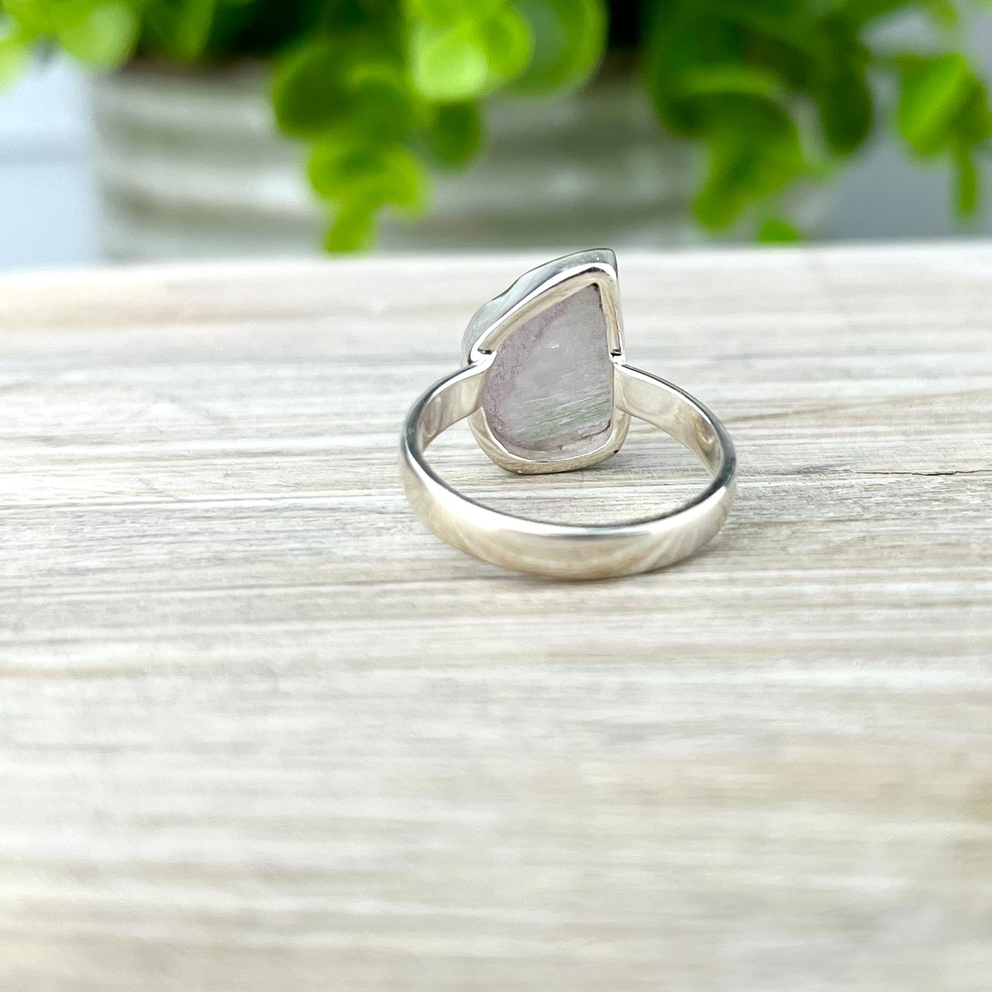 Raw Kunzite Gemstone .925 Sterling Silver Ring