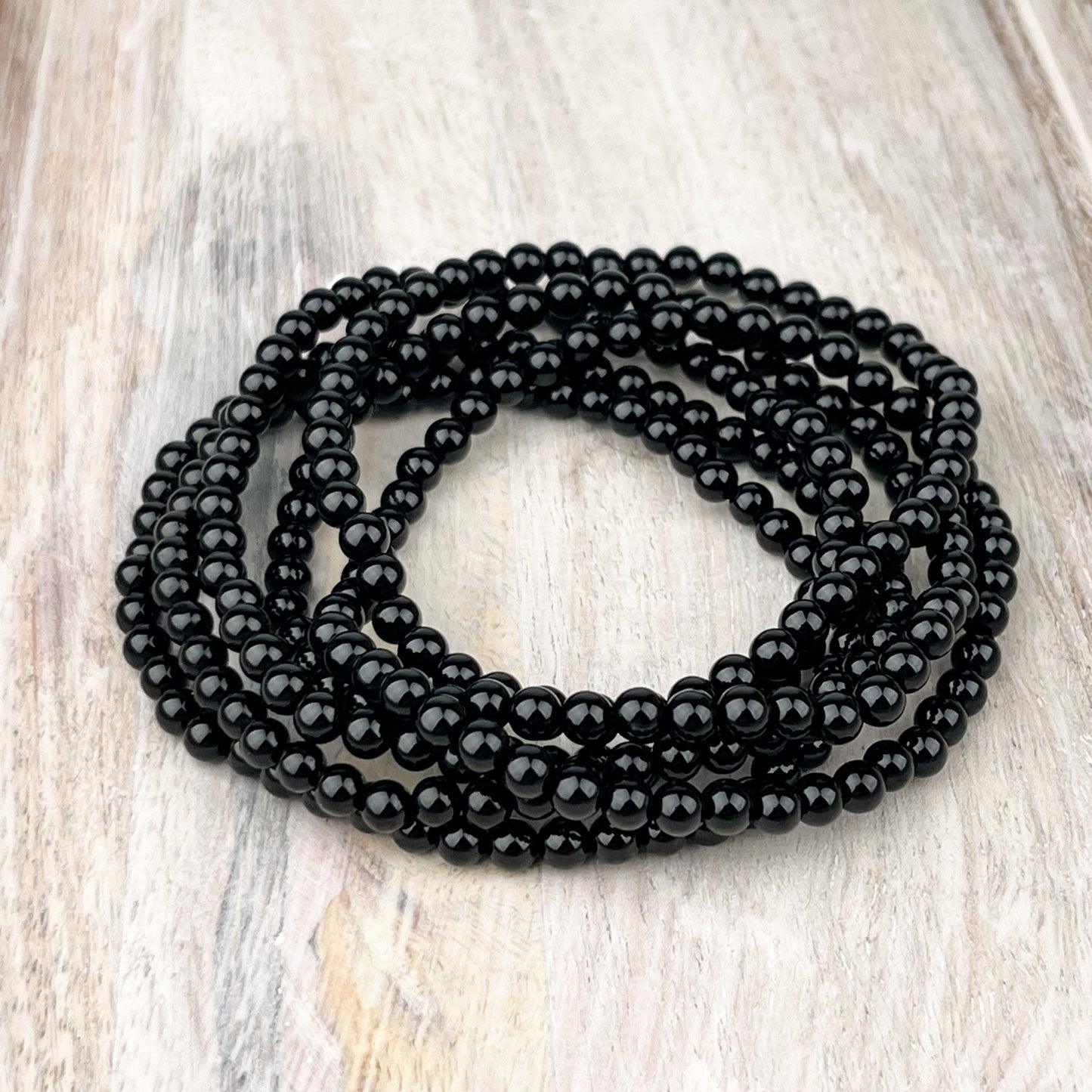 Black Tourmaline Gemstone Bracelet 4mm
