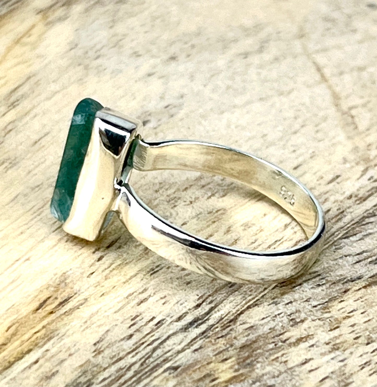 Raw Emerald Gemstone .925 Sterling Silver Ring