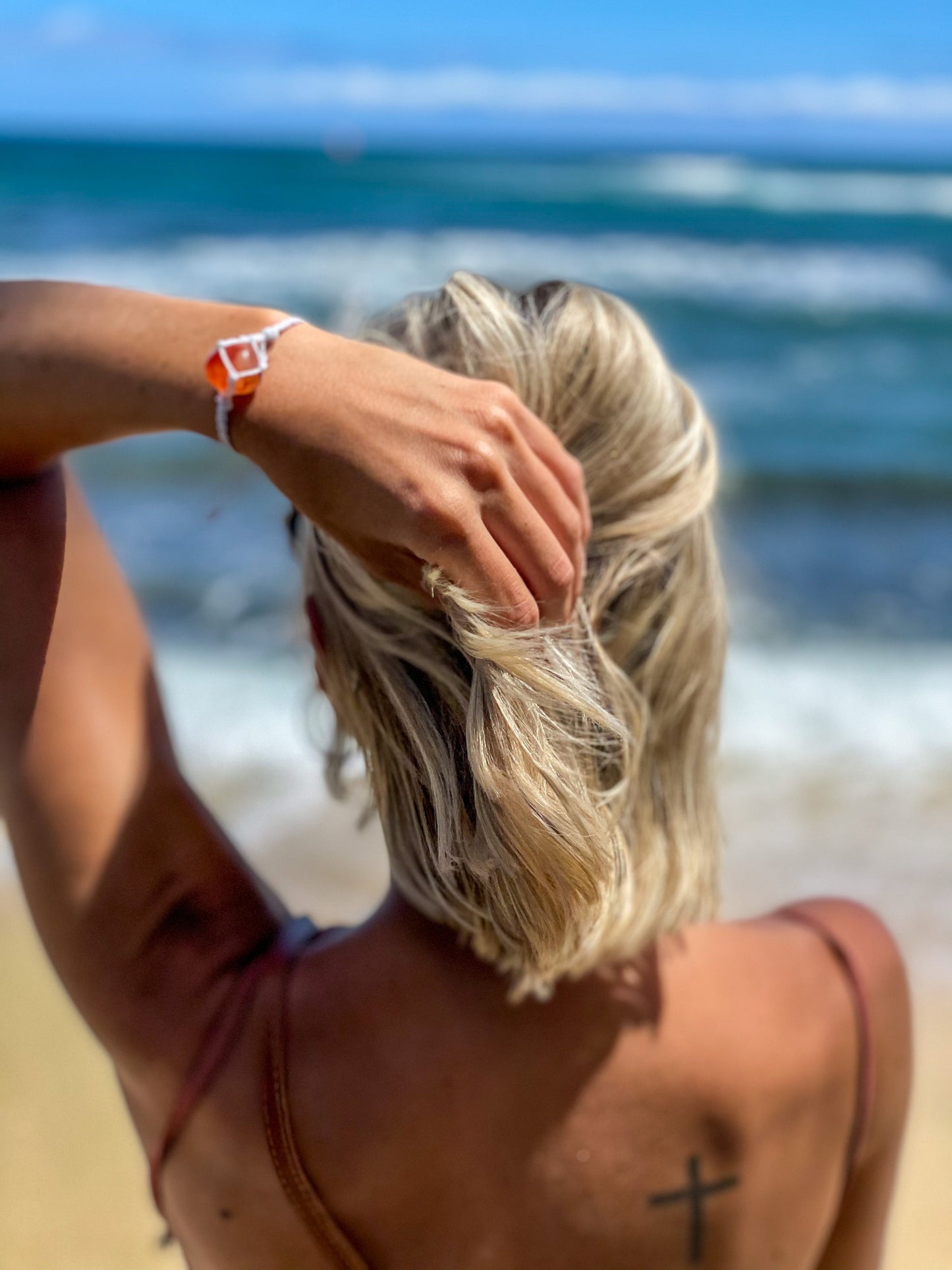 Hand Knotted Crystal Bracelet with Carnelian