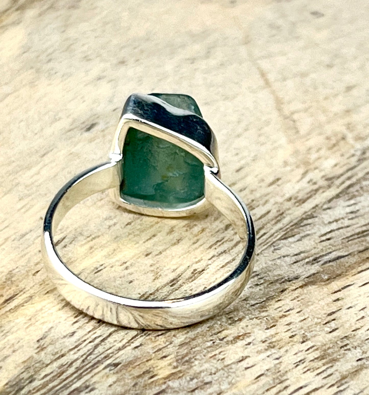 Raw Emerald Gemstone .925 Sterling Silver Ring