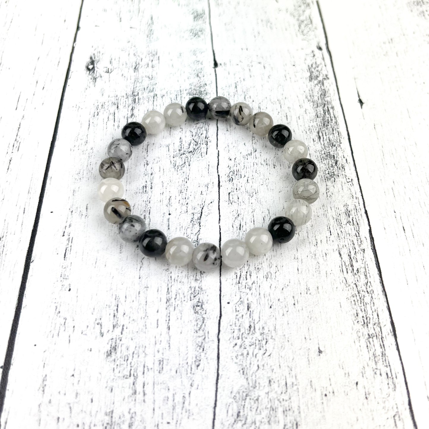 Tourmalated Quartz Gemstone Bracelet 8mm