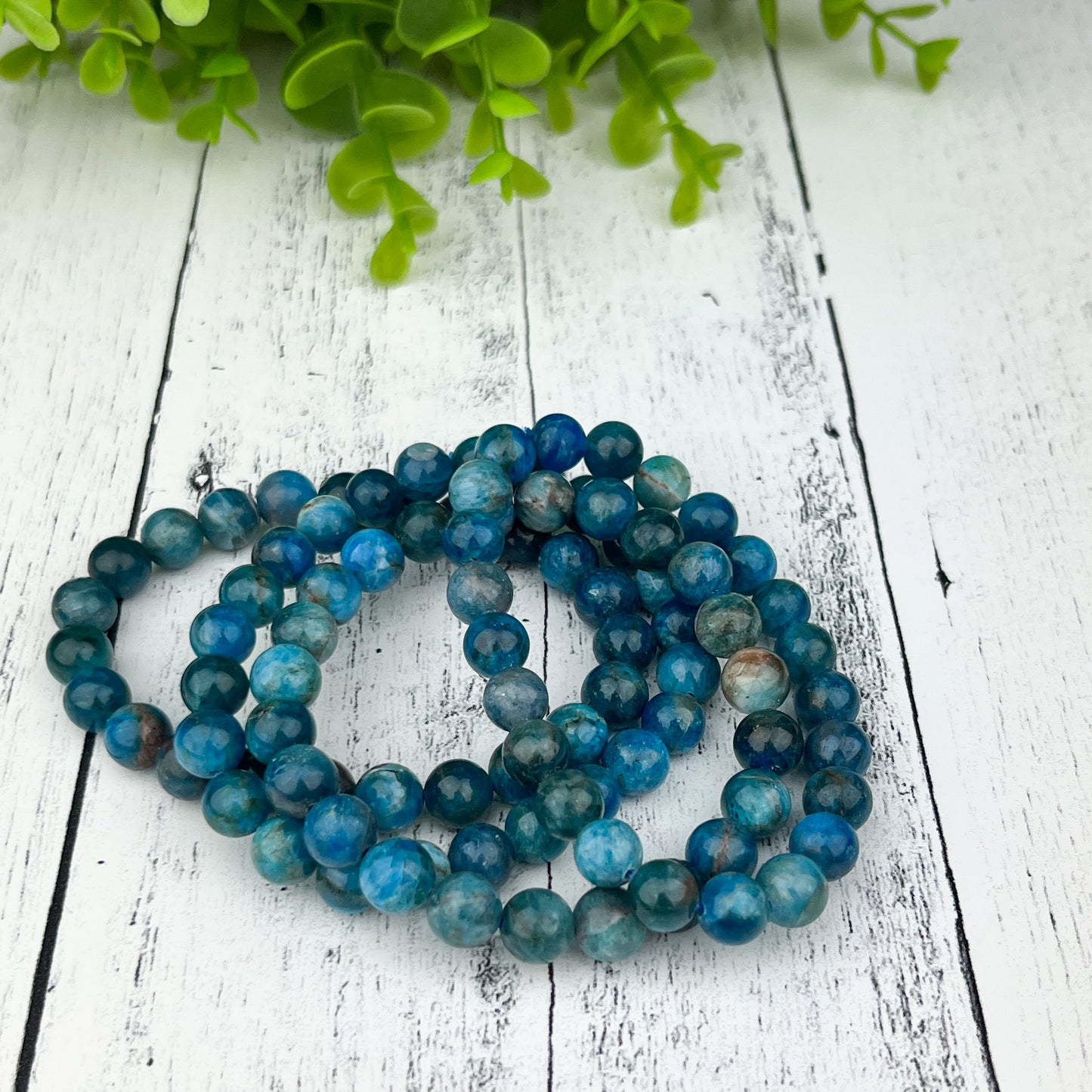 Blue Apatite Gemstone Bracelet 8mm