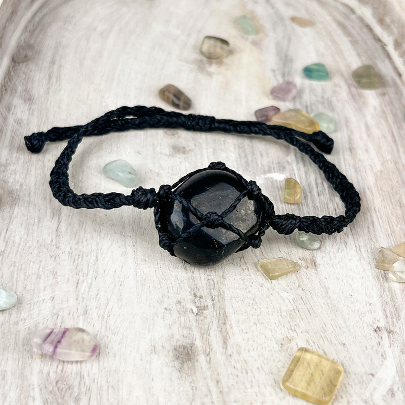 Hand Knotted Crystal Bracelet with Shungite