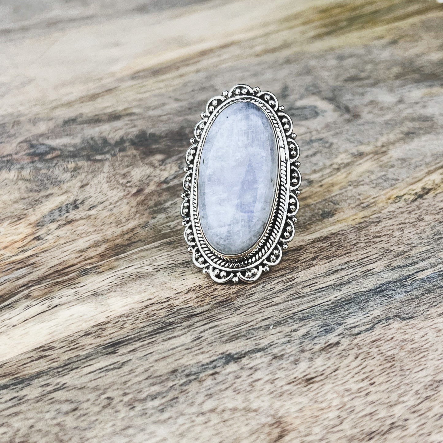 Moonstone Gemstone .925 Sterling Silver Ring