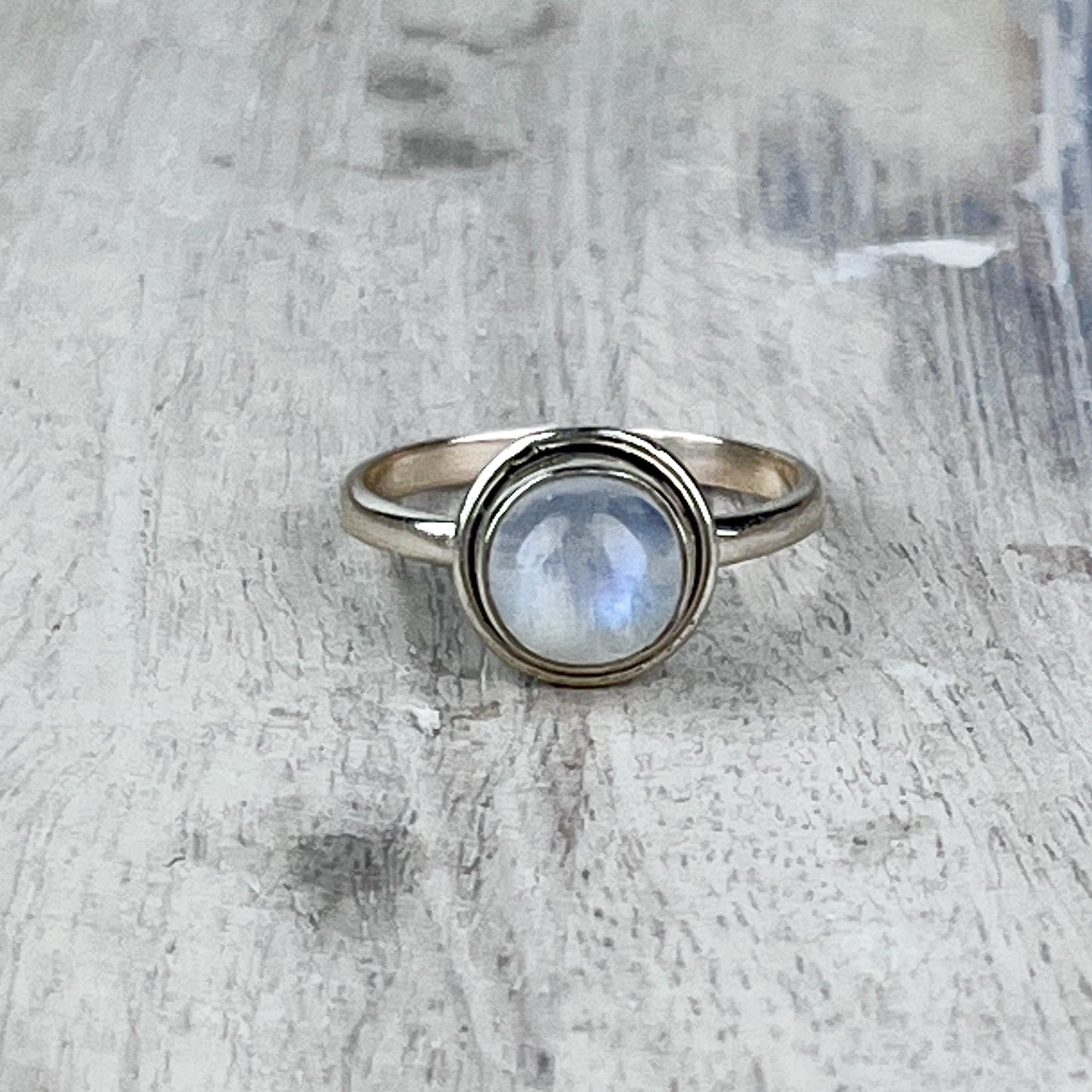 Rainbow Moonstone Gemstone .925 Sterling Silver Ring