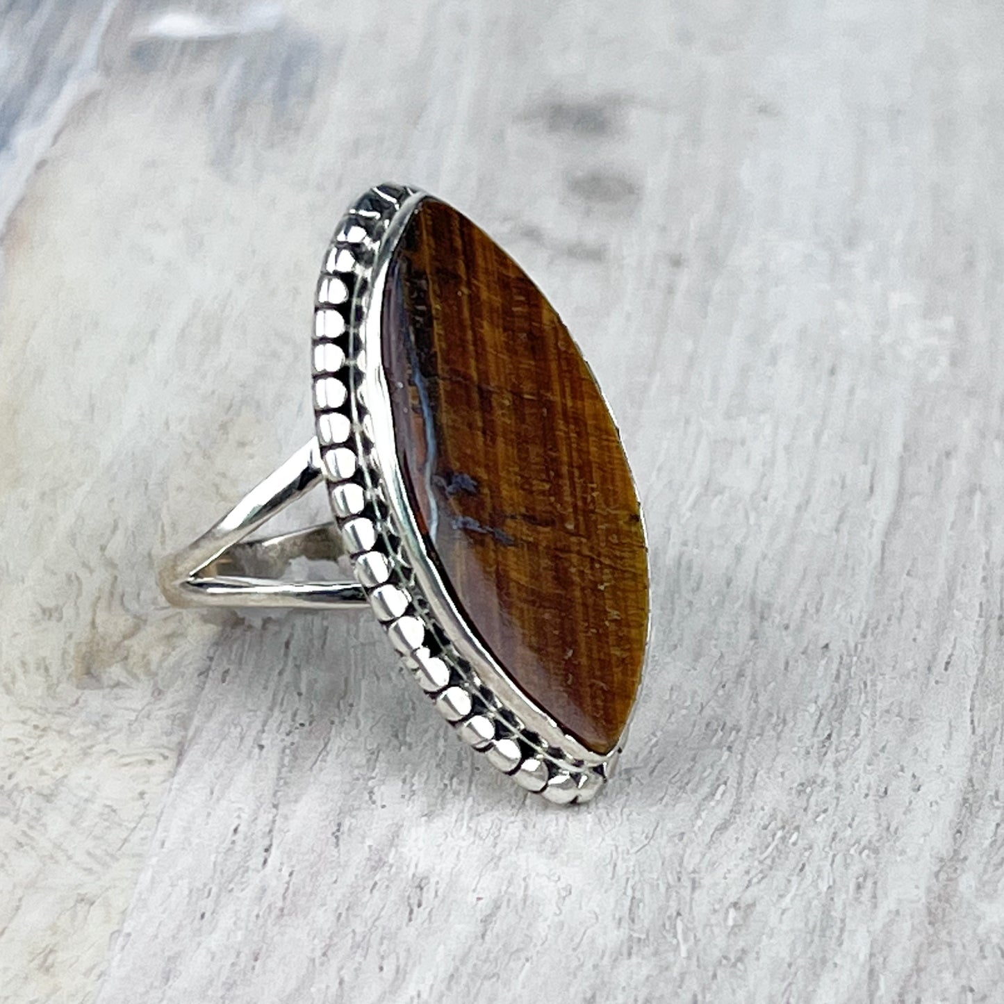 Tiger Eye Gemstone .925 Sterling Silver Ring