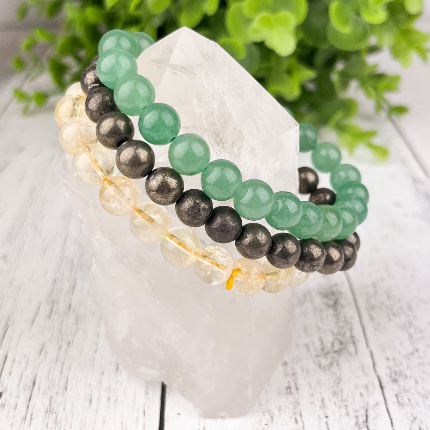 Abundance Stack Bracelet Set 8mm crystal beads