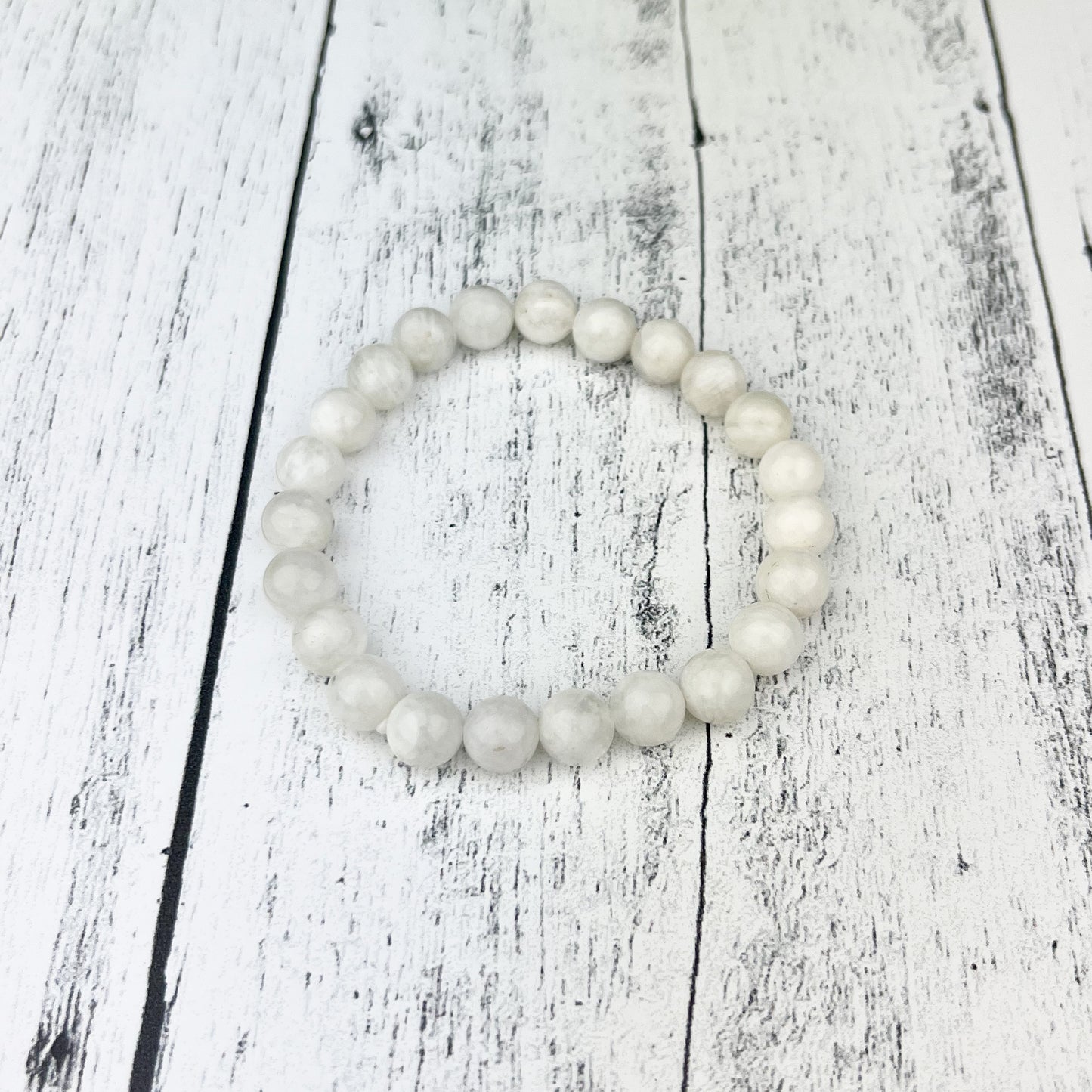 White Moonstone Gemstone Bracelet 8mm