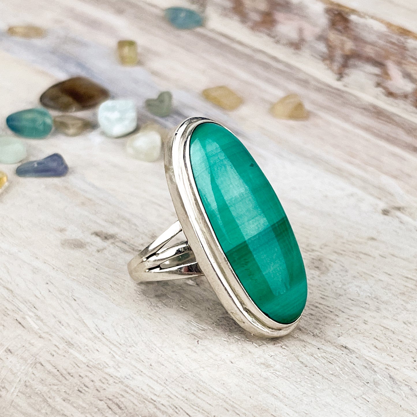 Malachite Gemstone .925 Sterling Silver Ring