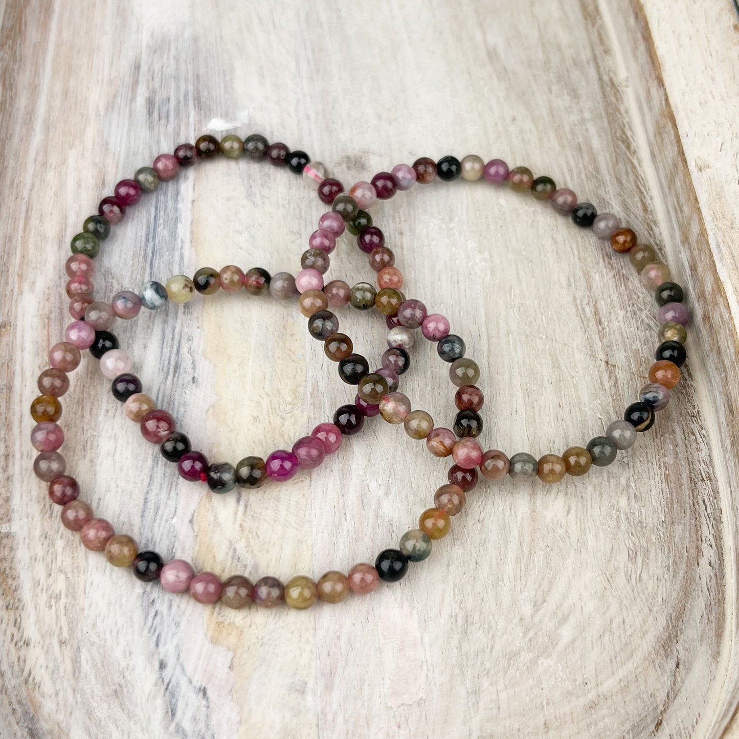 Watermelon Tourmaline Gemstone Bracelet 4mm