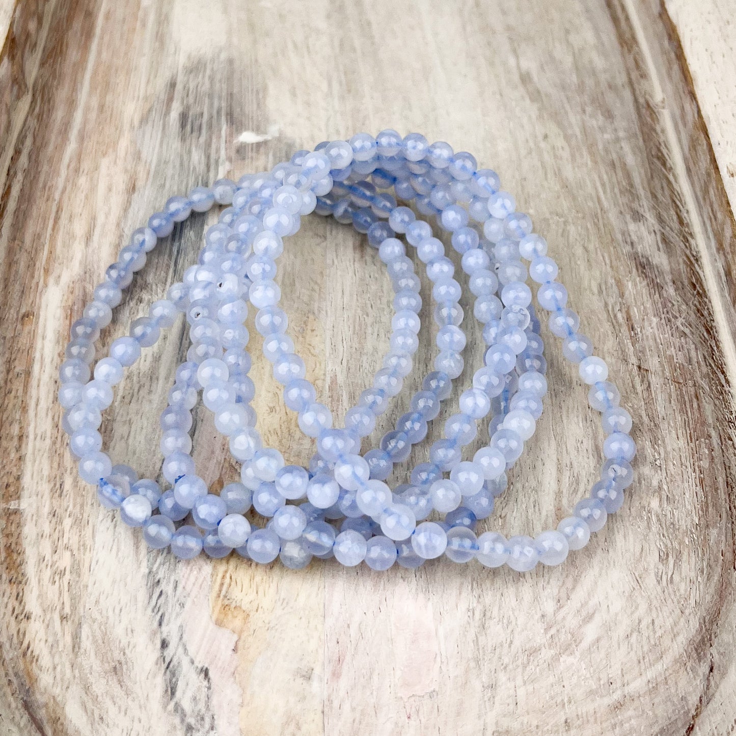 Blue Chalcedony Gemstone Bracelet 4mm