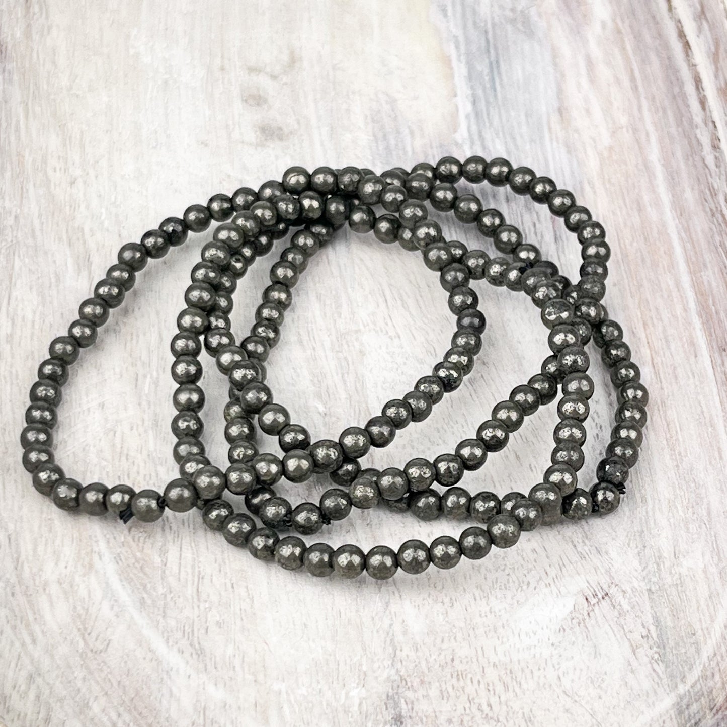 Pyrite Gemstone Bracelet 4mm