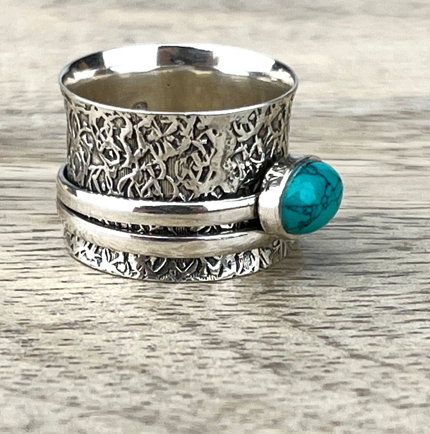 Turquoise Meditation Spinner Gemstone .925 Sterling Silver Ring