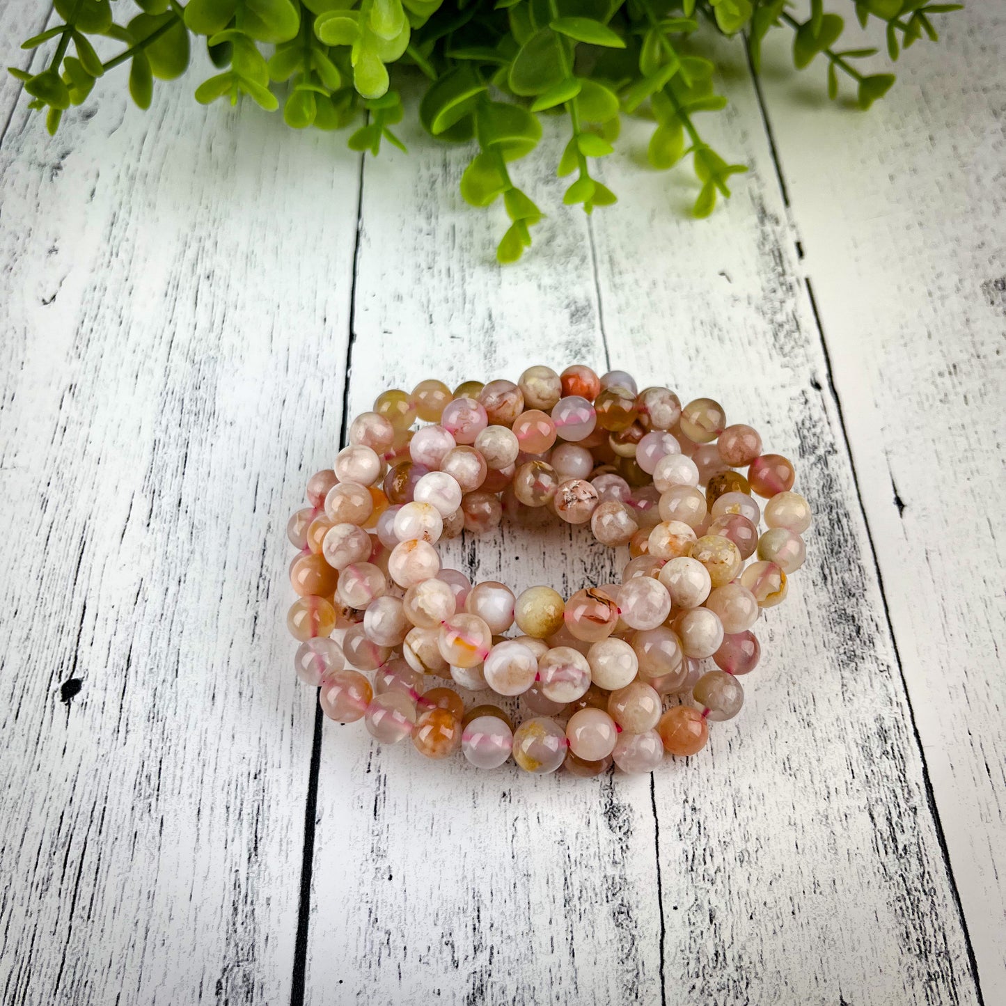 Flower Agate Gemstone Bracelet 8mm