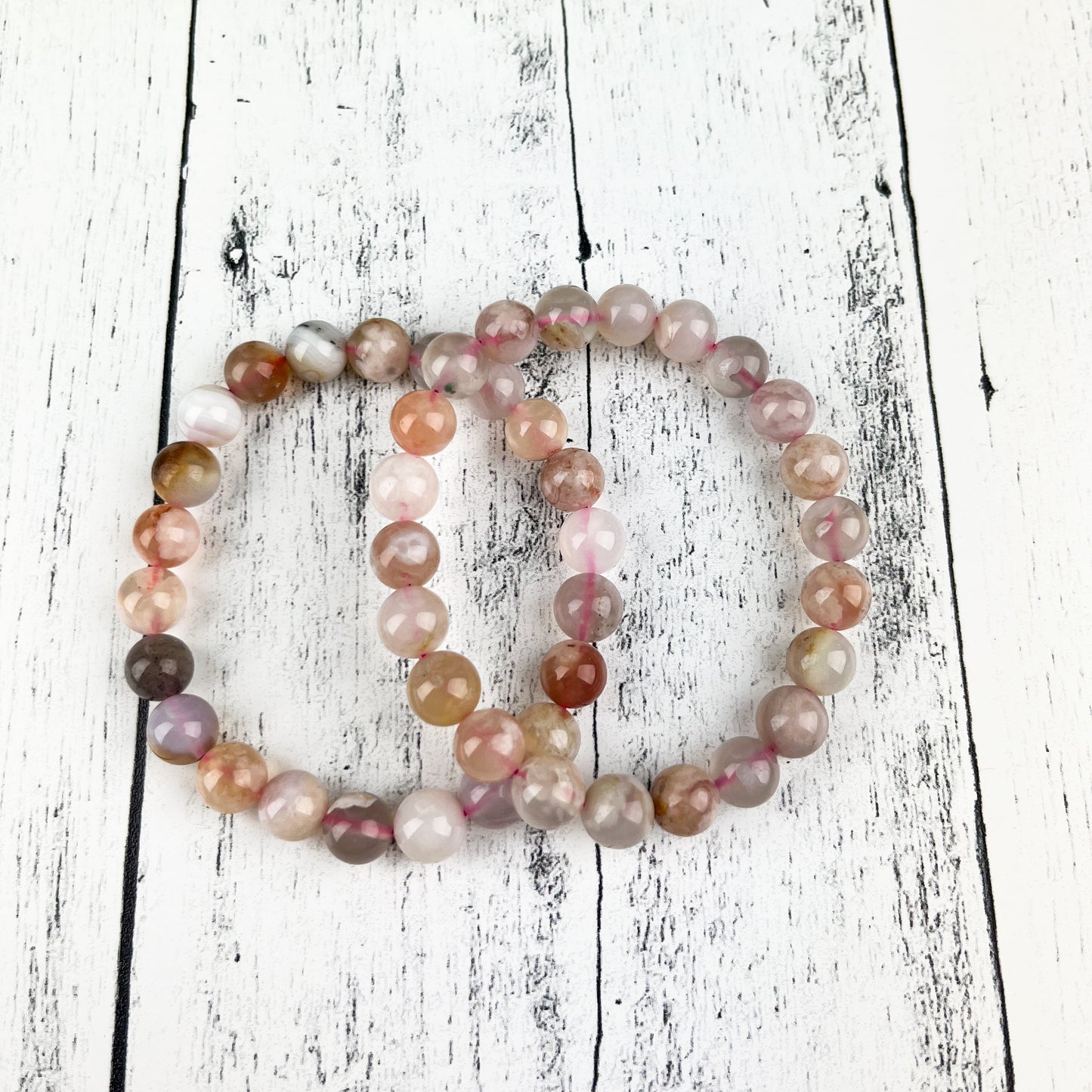 Flower Agate Gemstone Bracelet 8mm