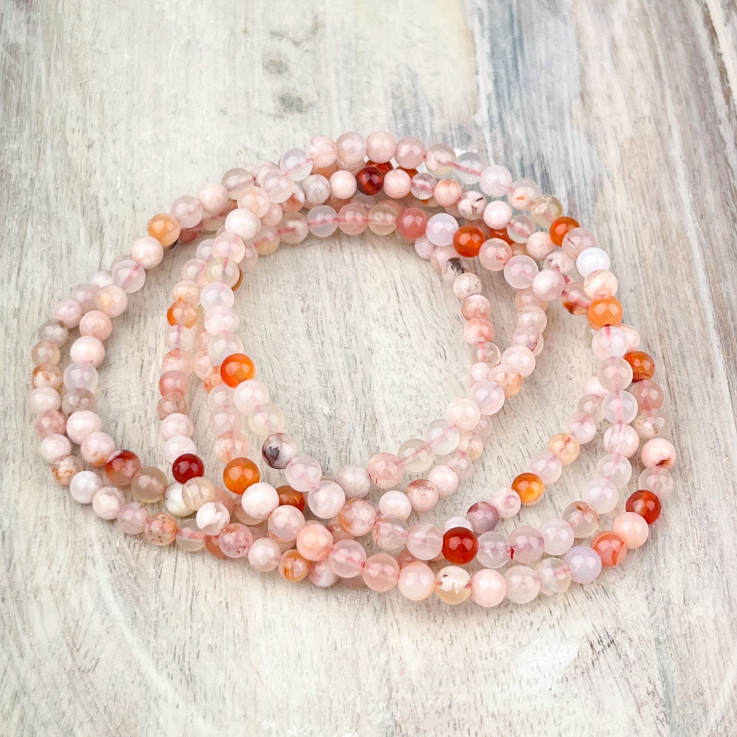 Flower Agate Gemstone Bracelet 4mm