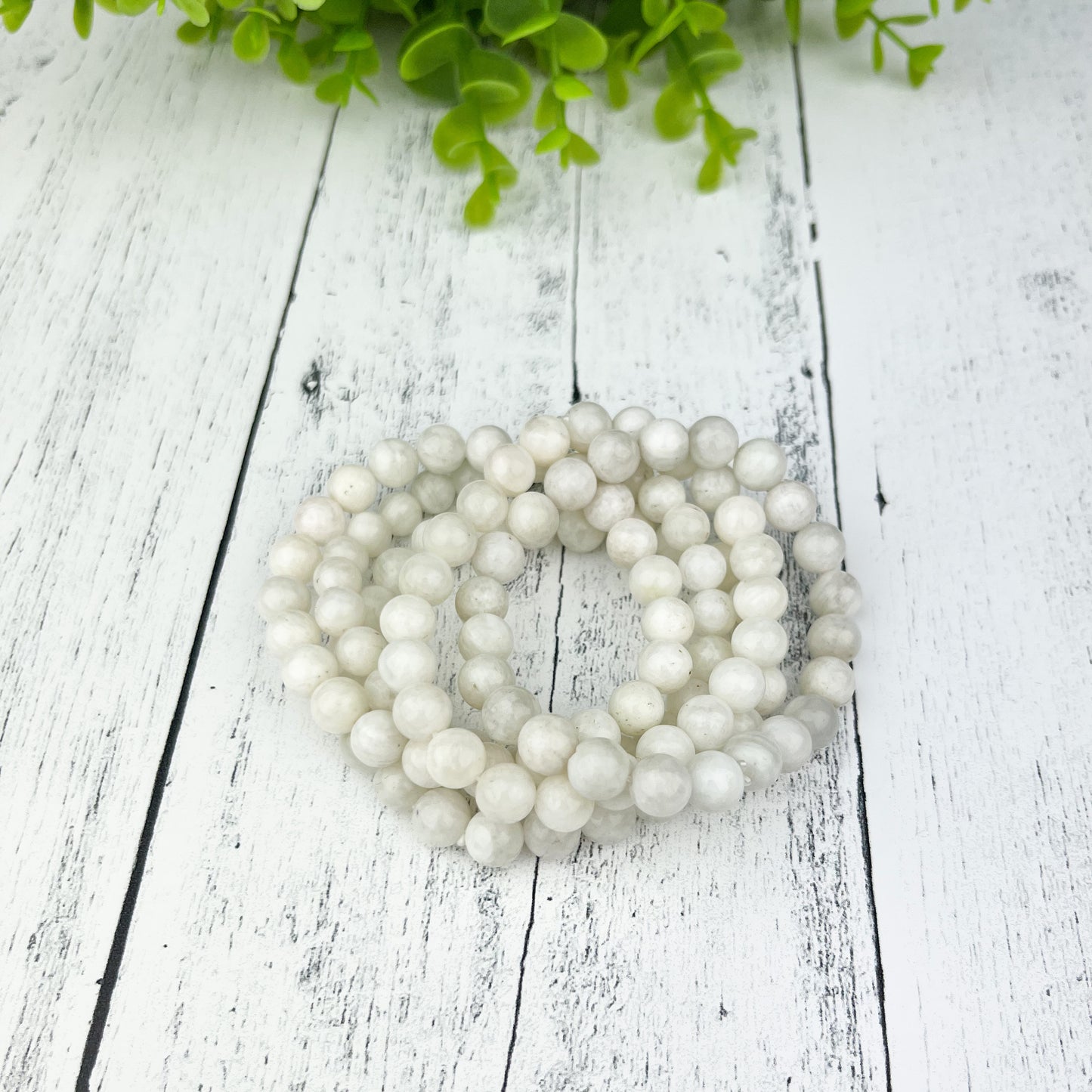 White Moonstone Gemstone Bracelet 8mm