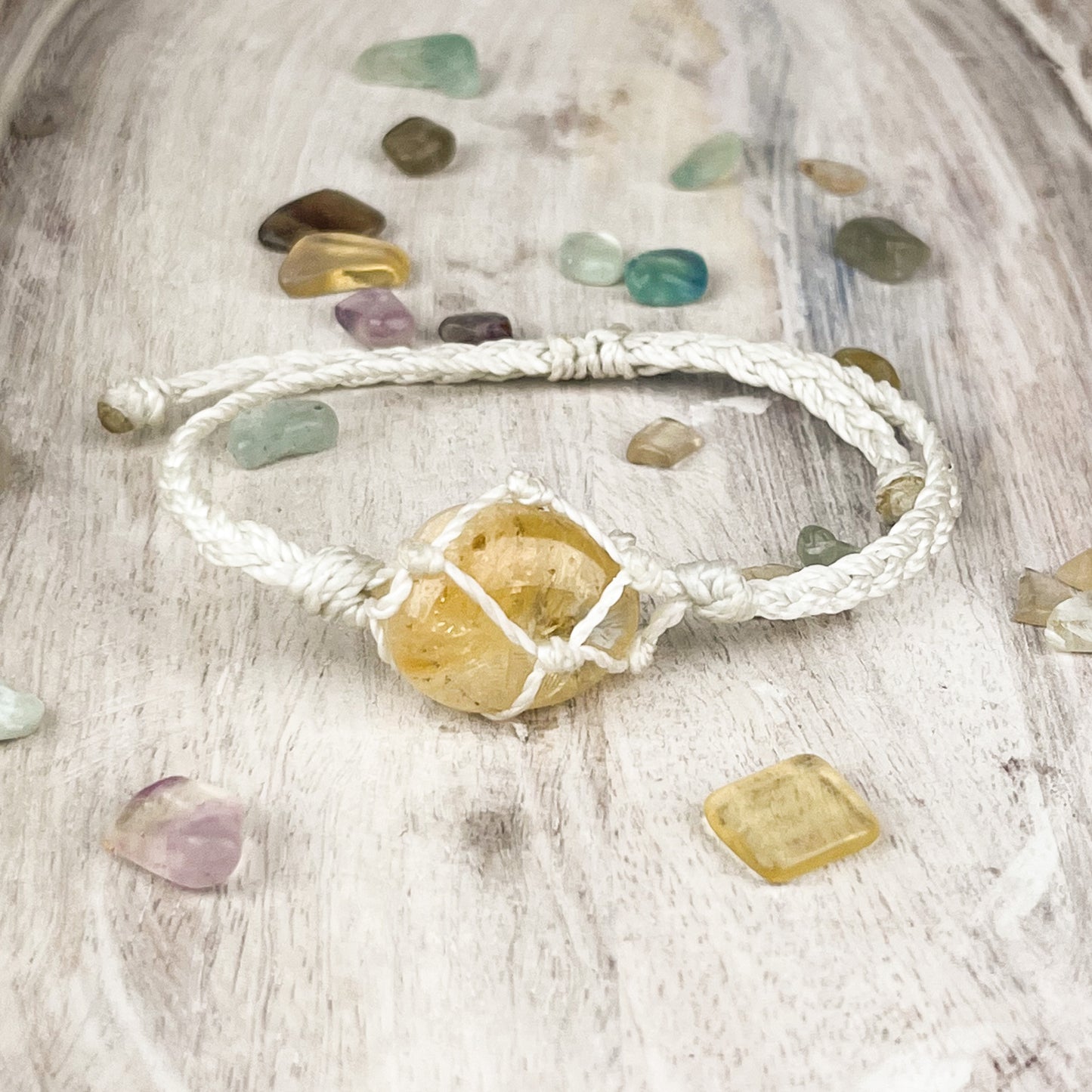 Hand Knotted Crystal Bracelet with Citrine