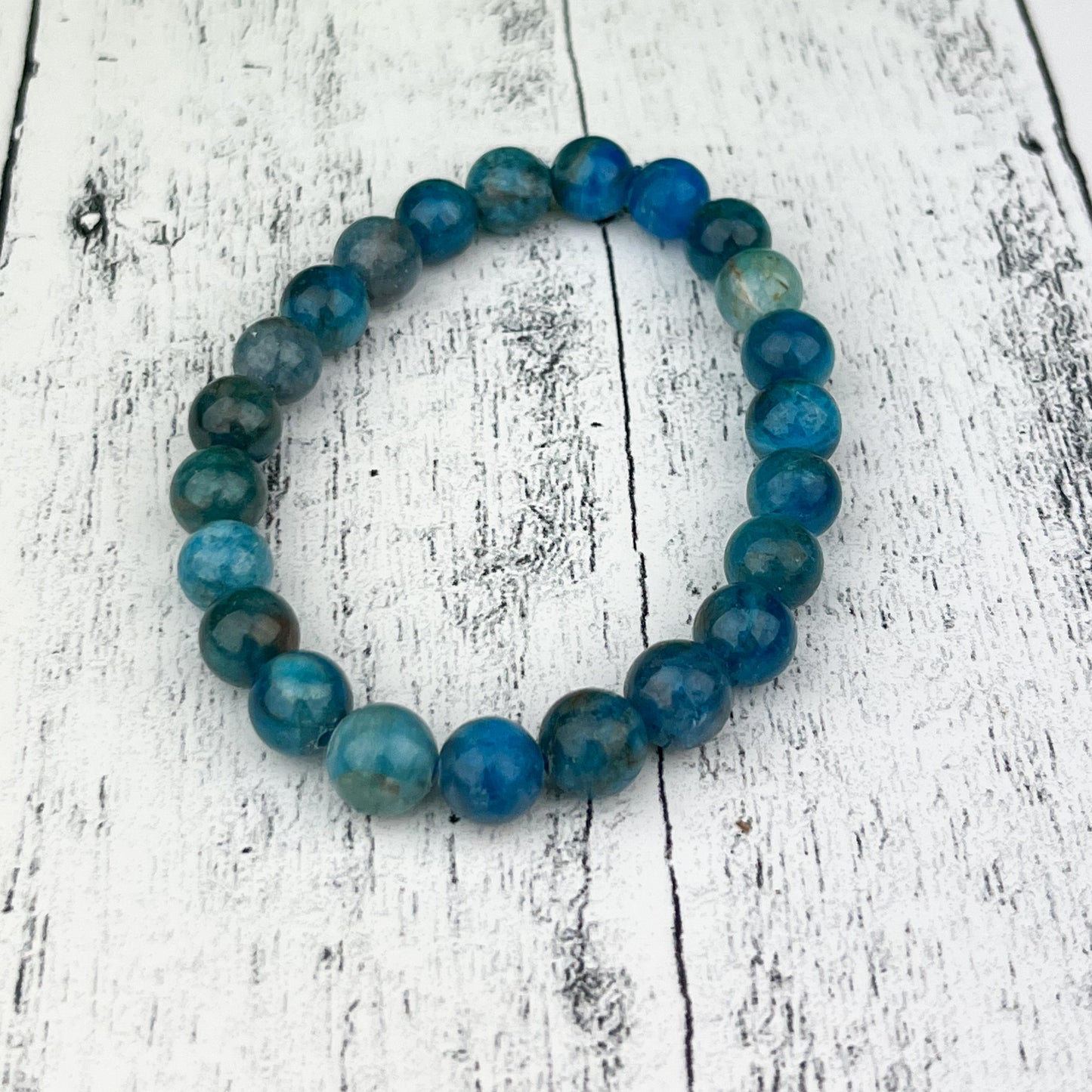 Blue Apatite Gemstone Bracelet 8mm