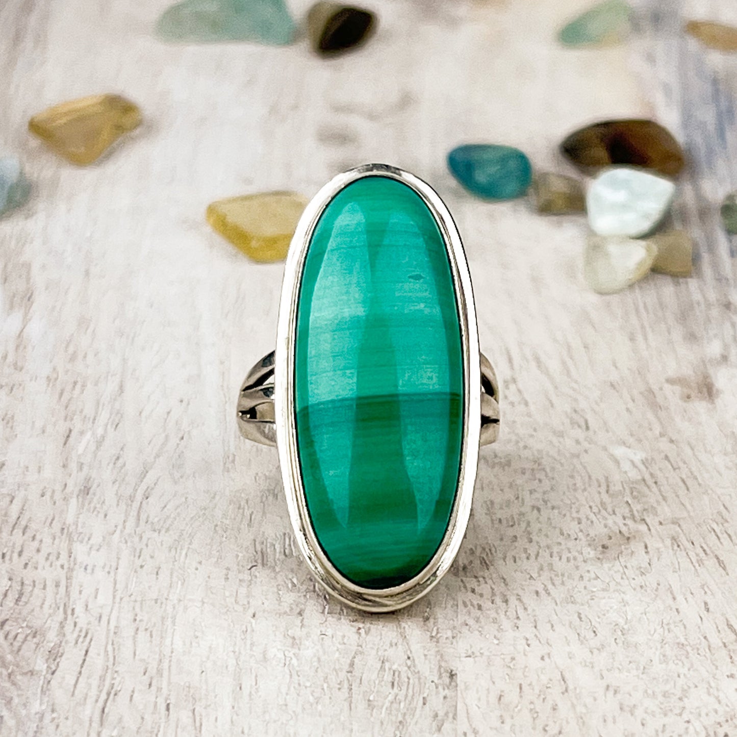 Malachite Gemstone .925 Sterling Silver Ring