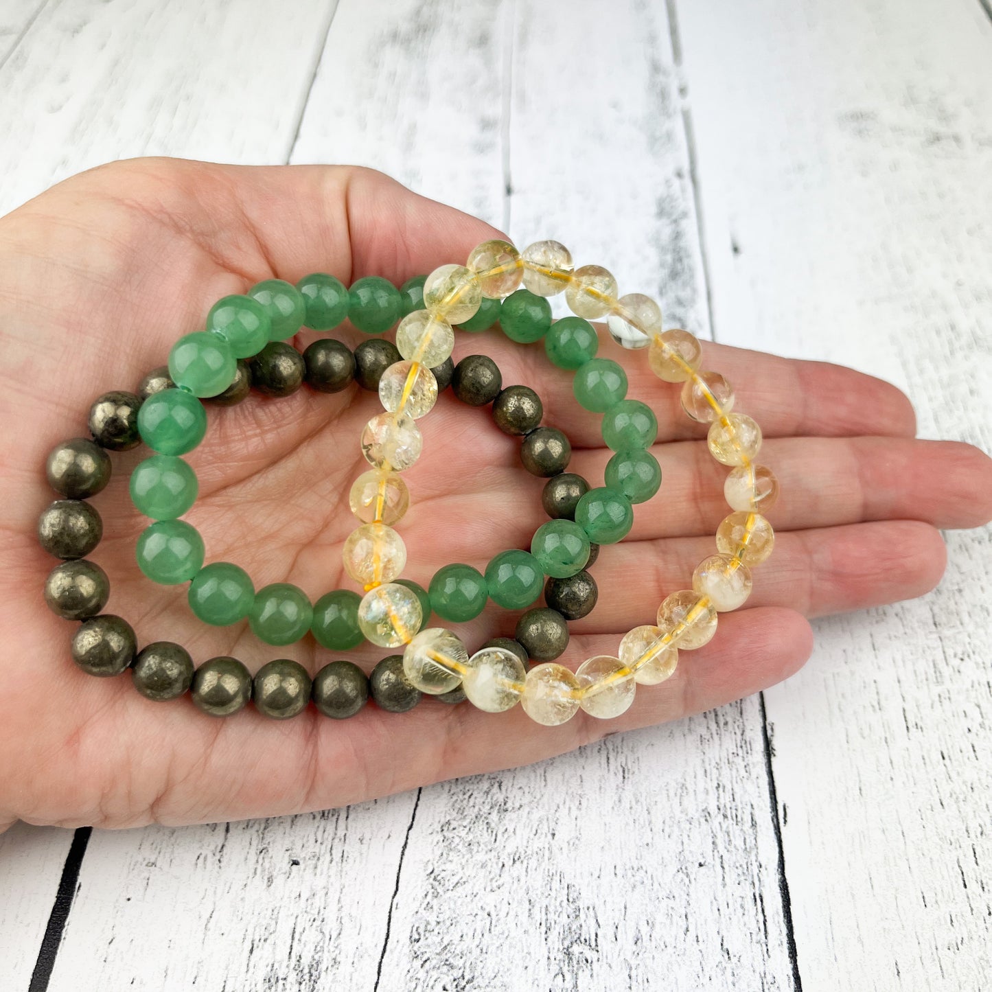 Abundance Stacking Bracelet Set: Citrine, Pyrite, Aventurine