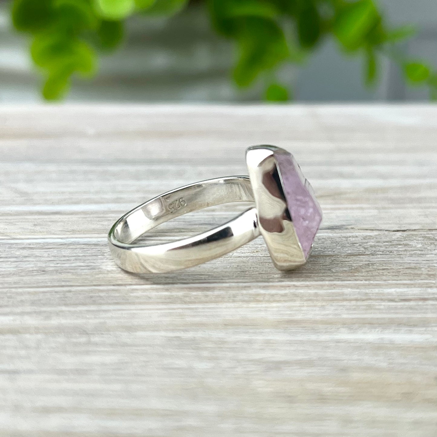 Raw Kunzite Gemstone .925 Sterling Silver Ring