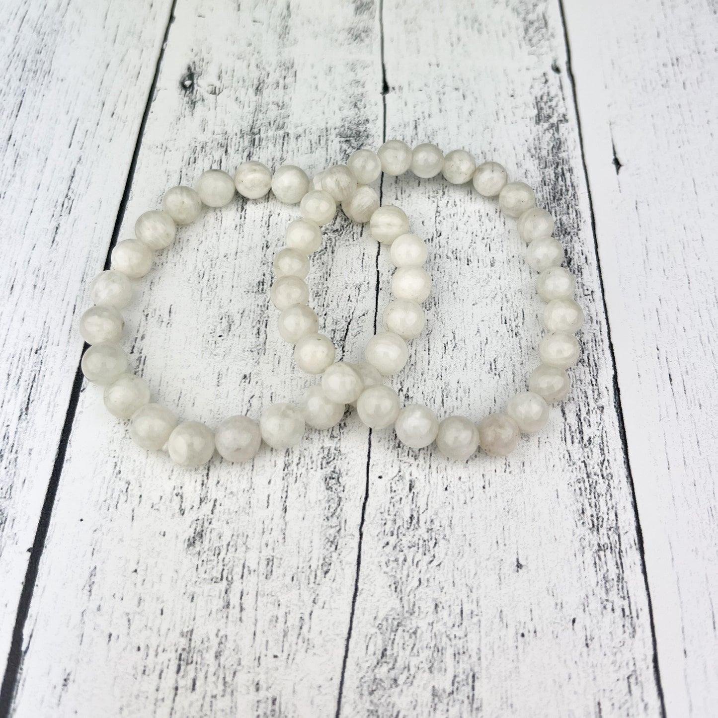 White Moonstone Gemstone Bracelet 8mm